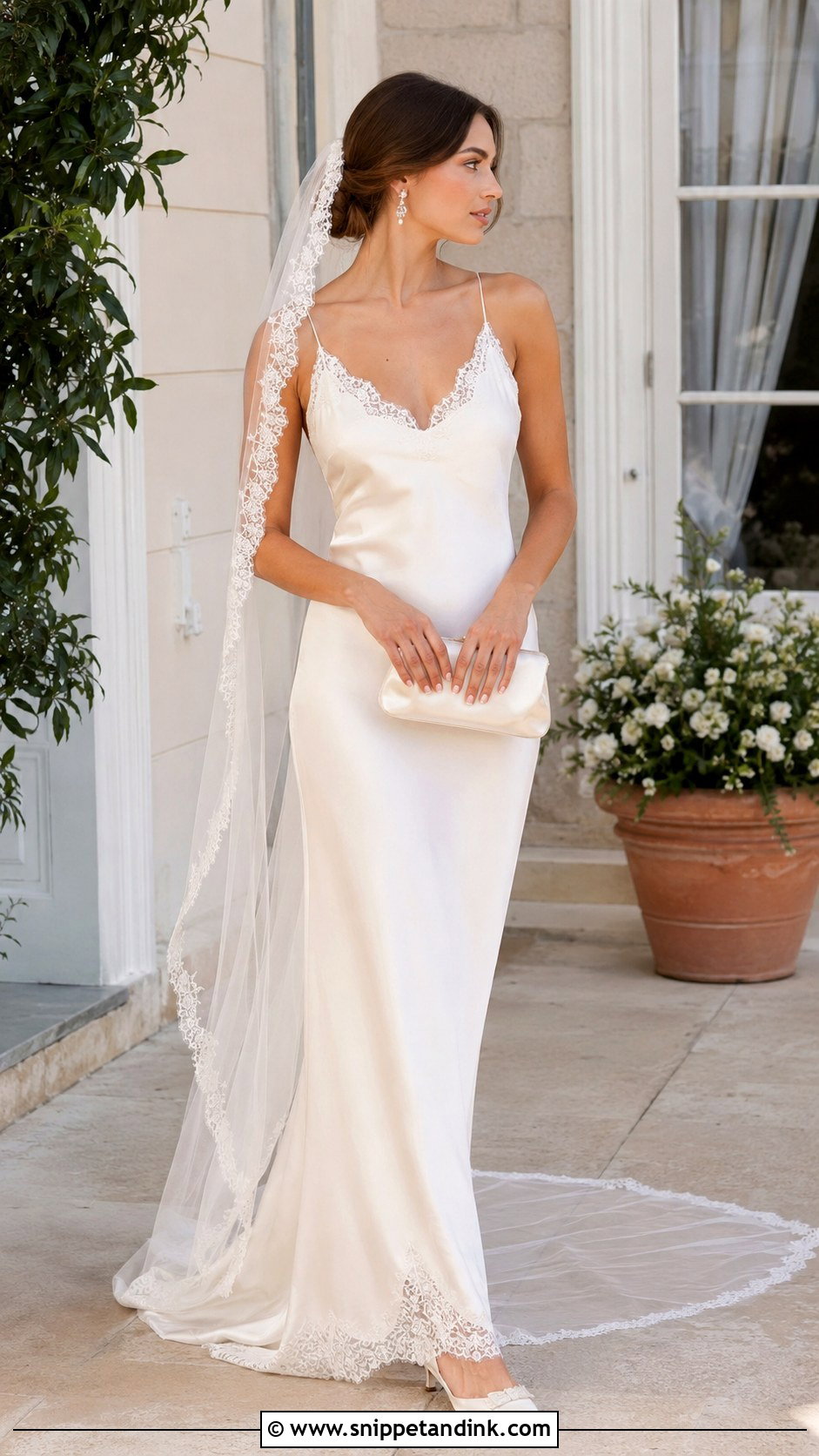 Lace Trim Satin Slip Wedding Dress - Snippet and Ink - 20 Satin Slip Wedding Dress Ideas