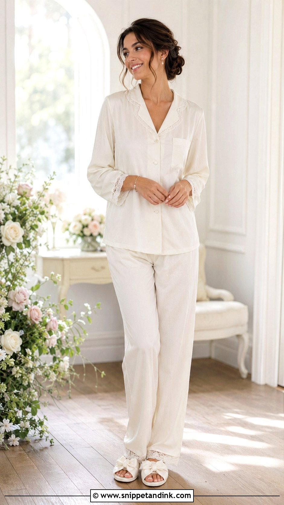 Lace Trim Wedding Pajamas - Snippet and Ink - 20 Wedding Pajamas Ideas