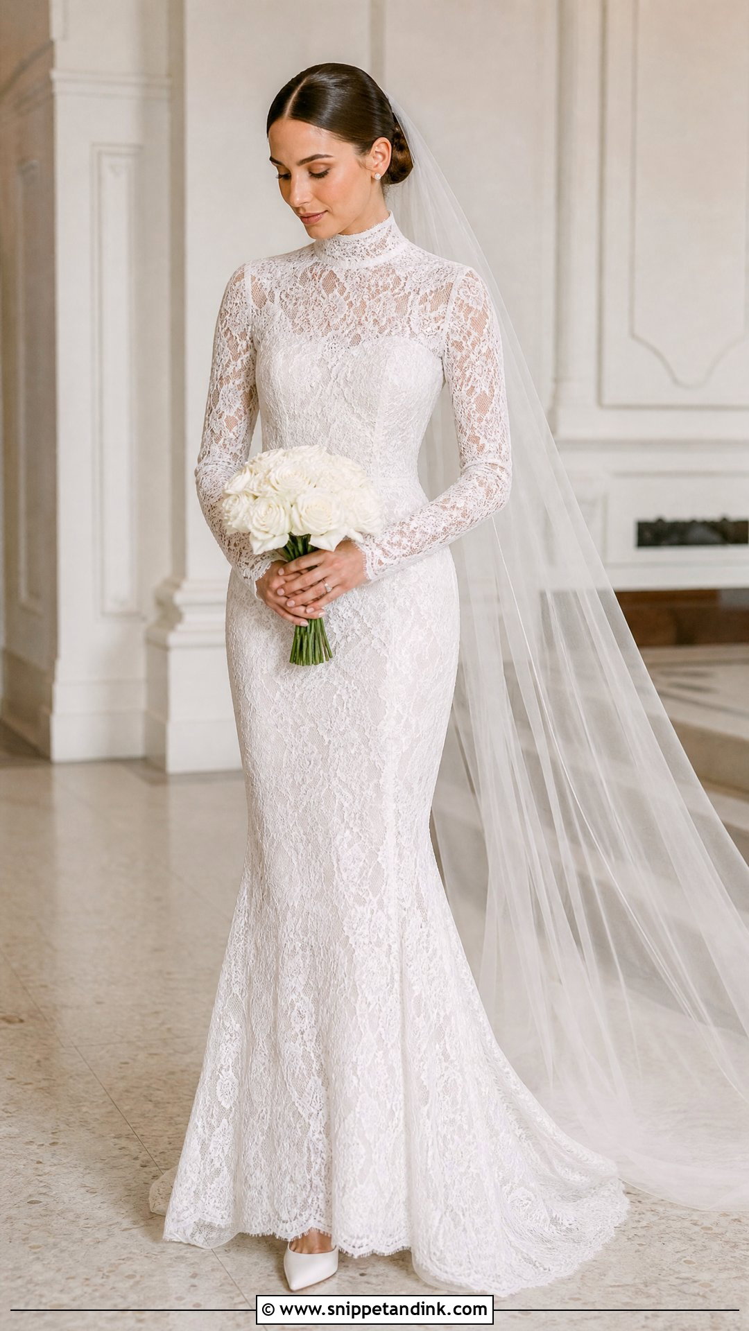 Lace Turtleneck Bride Dress - Snippet and Ink - 25 Vintage Bride Dress Ideas