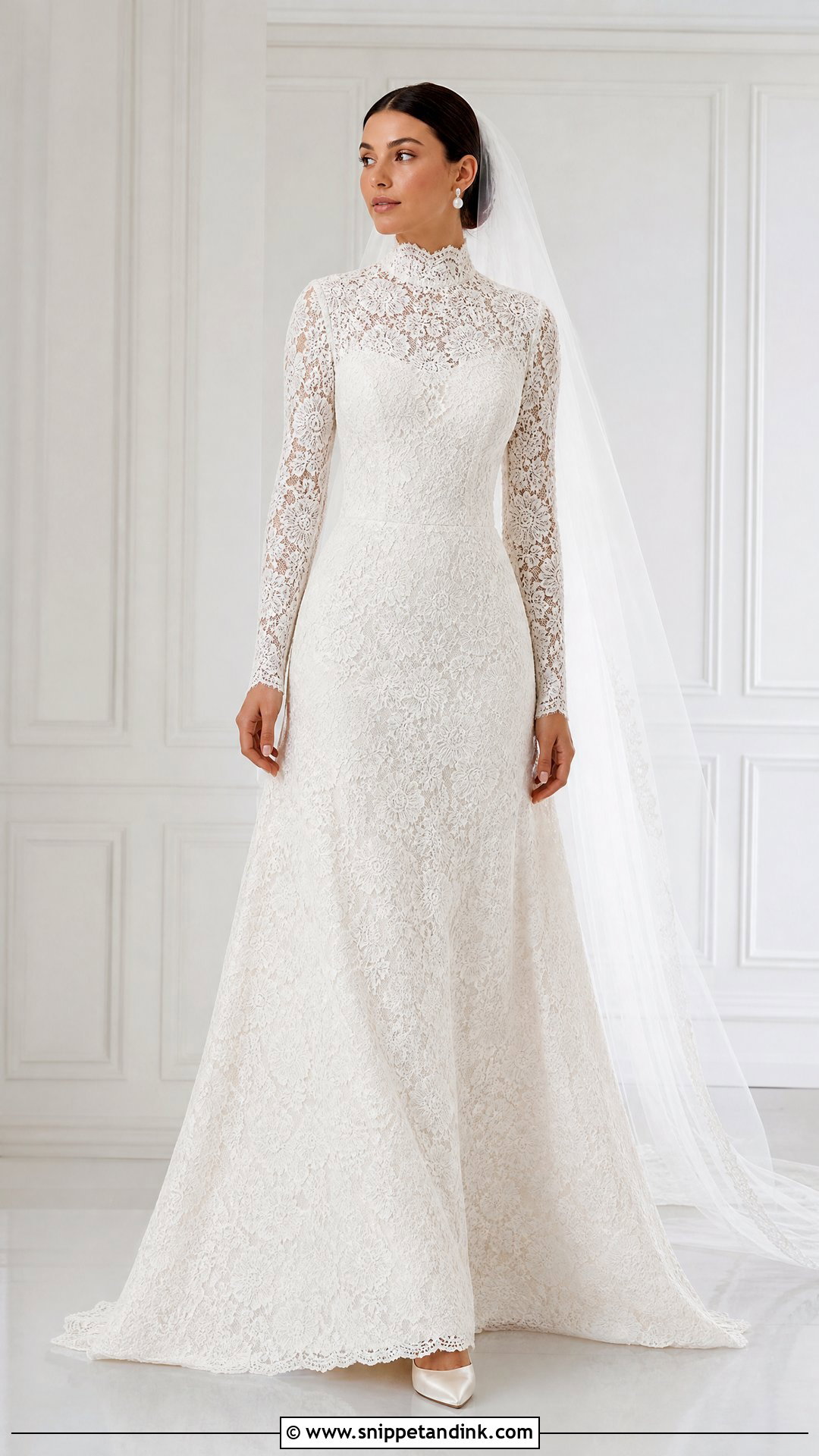 Lace Turtleneck Wedding Dress - Snippet and Ink - 25 Turtleneck Wedding Dress Ideas