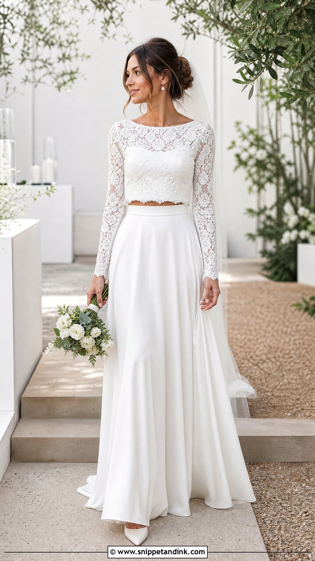 Lace Two Piece Bridal Outfit - Snippet and Ink - 20 Wedding Lace Styles
