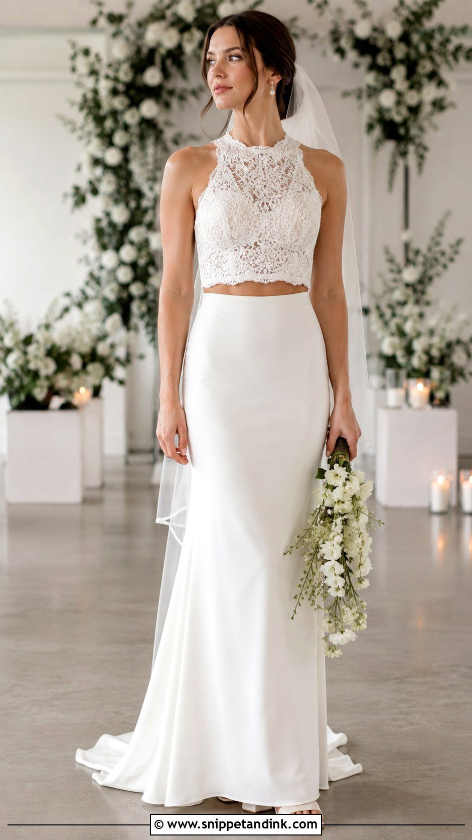 Lace Two Piece Wedding Dress - Snippet and Ink - 20 Lace Wedding Dress Inspo Ideas