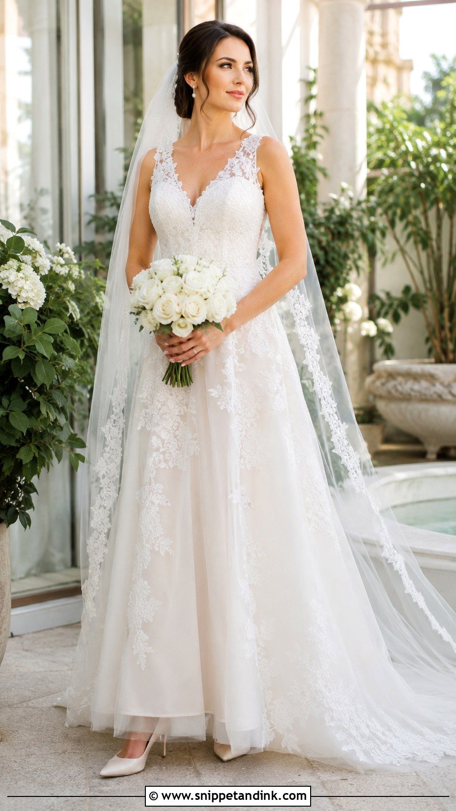 Lace V Neck A Line Wedding Dress - Snippet and Ink - 20 V Neck a Line Wedding Dress Ideas