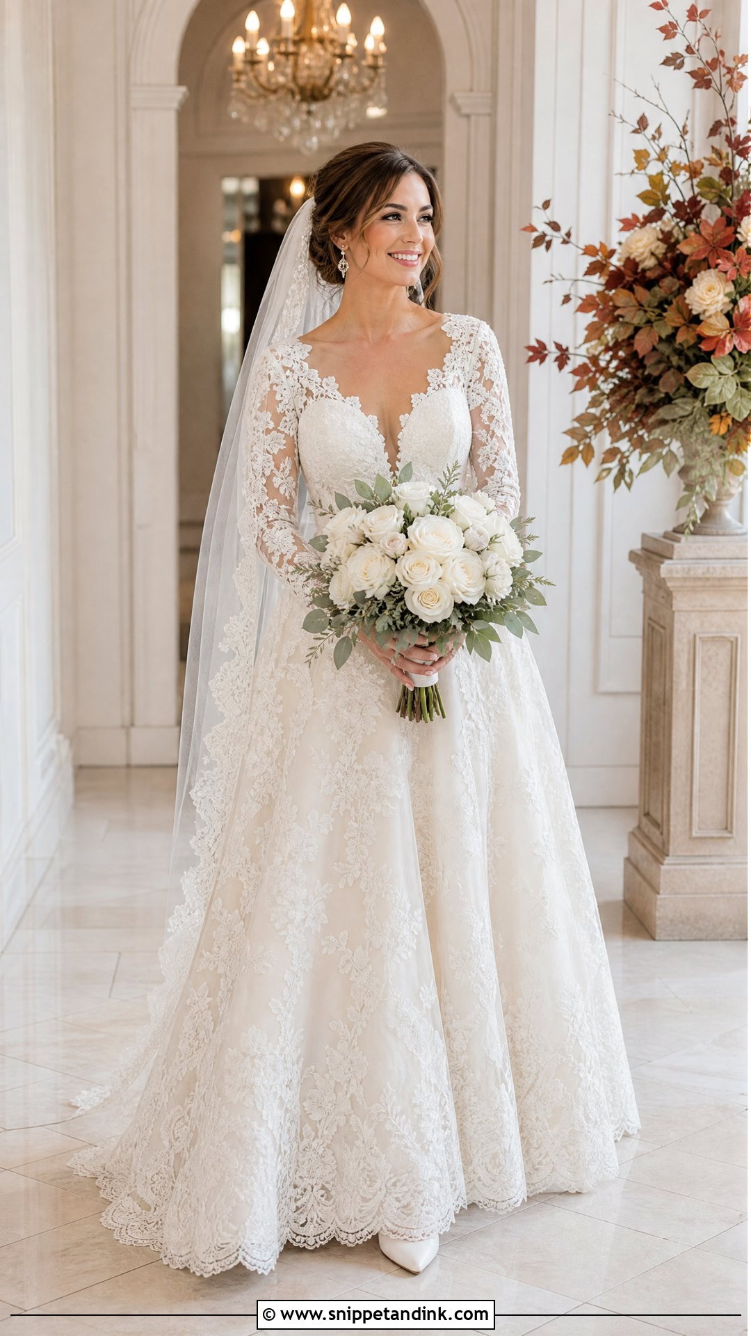 Lace V Waist Wedding Dress With Long Sleeves - Snippet and Ink - 25 V Waist Wedding Dress Ideas