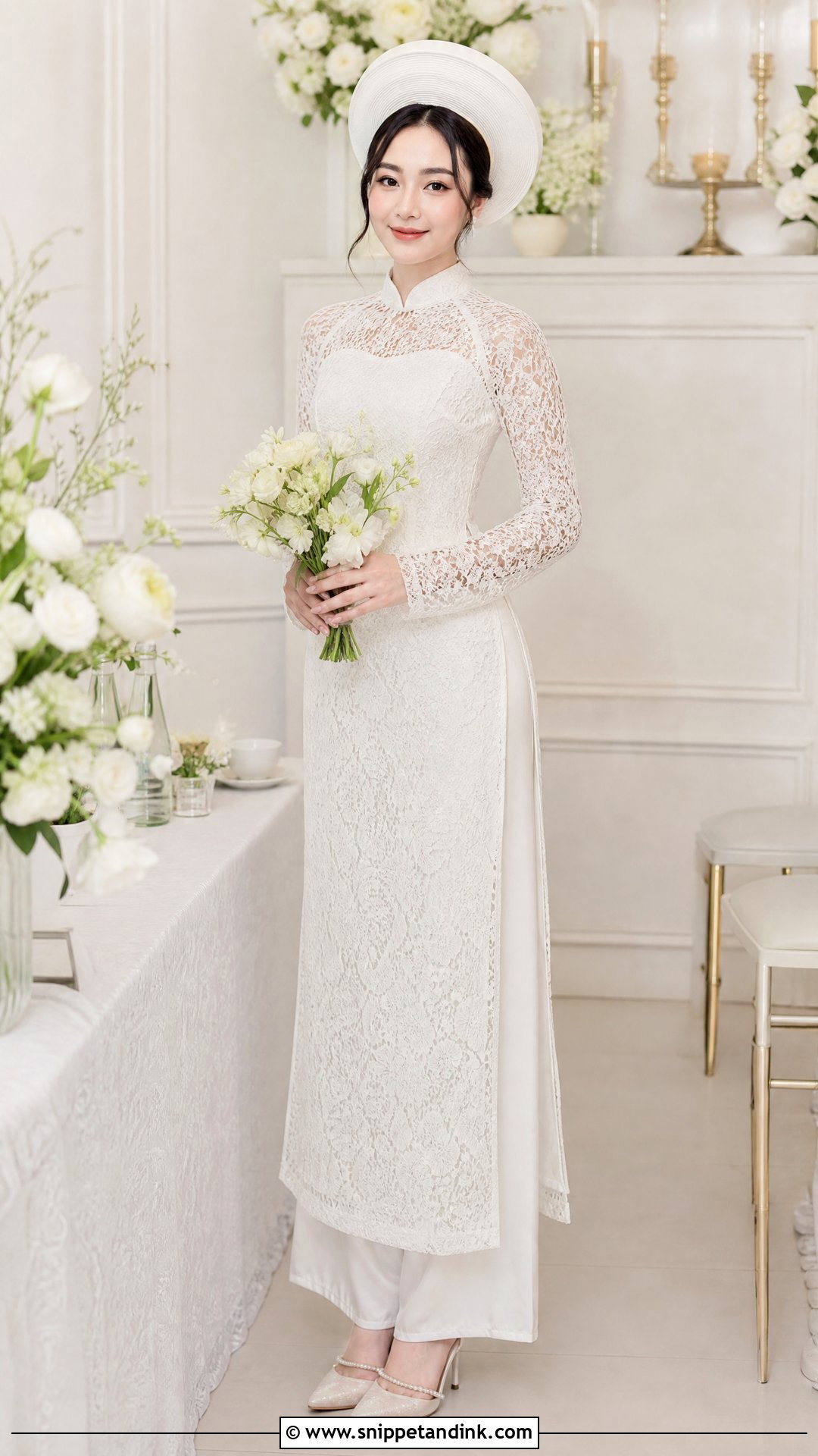 Lace Vietnamese Wedding Ao Dai - Snippet and Ink - 25 Vietnamese Wedding Dress Ideas