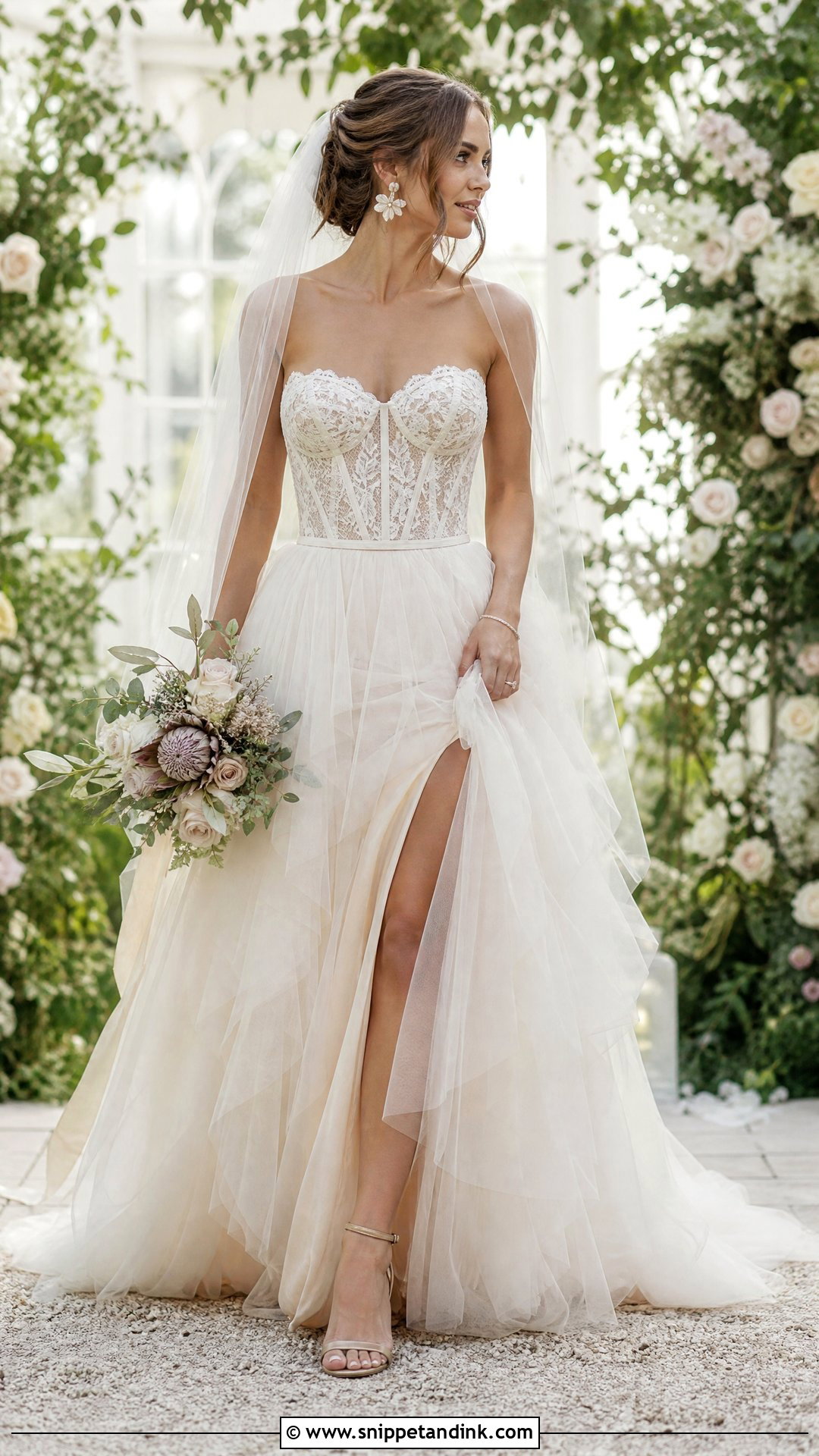 Lace Wedding Corset Top With Tulle Skirt - Snippet and Ink - 20 Wedding Corset Top Ideas