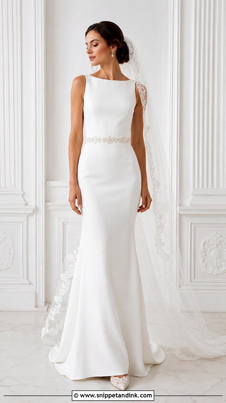 Lace Wedding Dress Belt With Minimalist Gown - Snippet and Ink - 20 Wedding Dress Belt Ideas