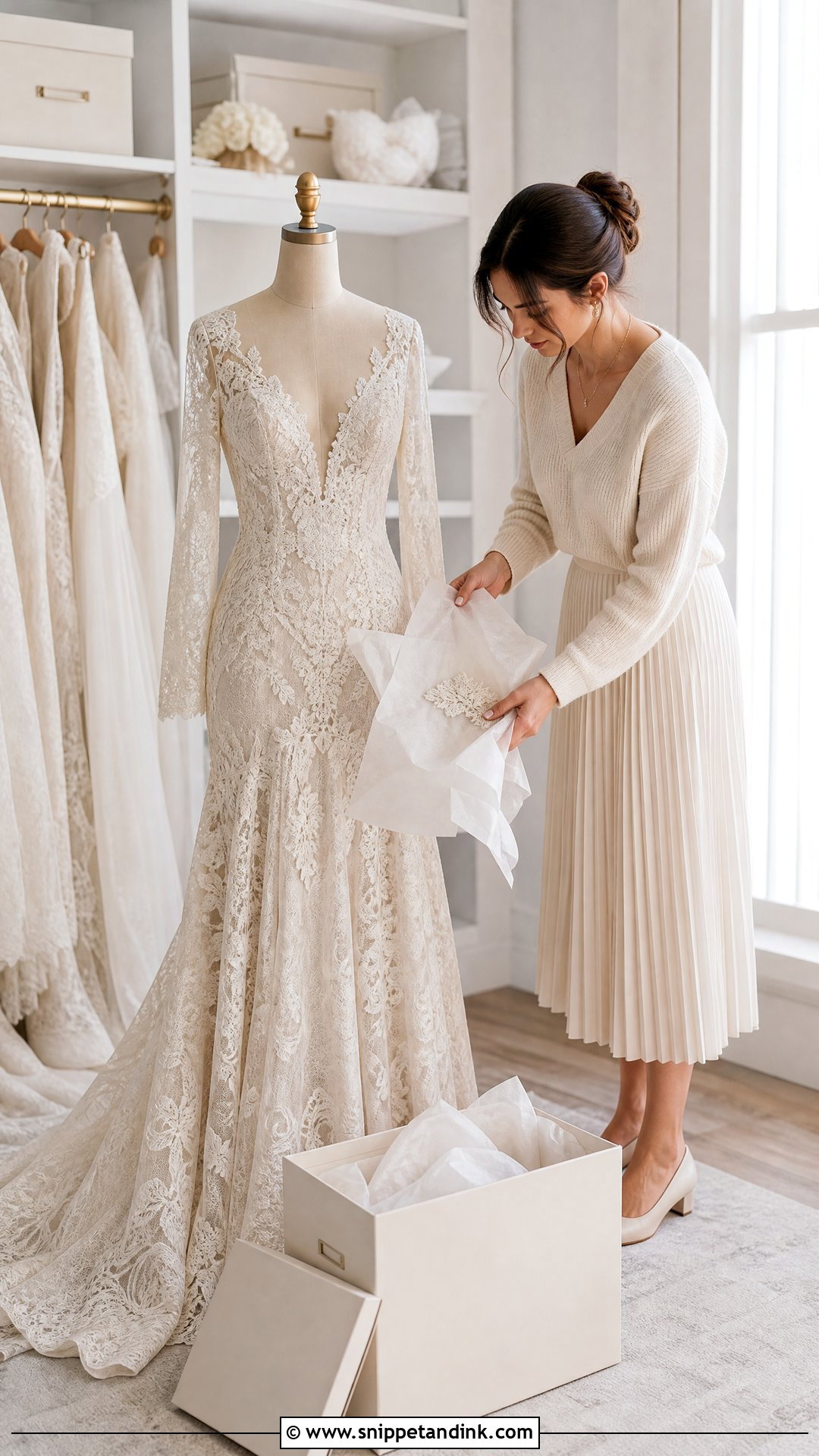 Lace Wedding Dress Storage - Snippet and Ink - 20 Wedding Dress Storage Ideas
