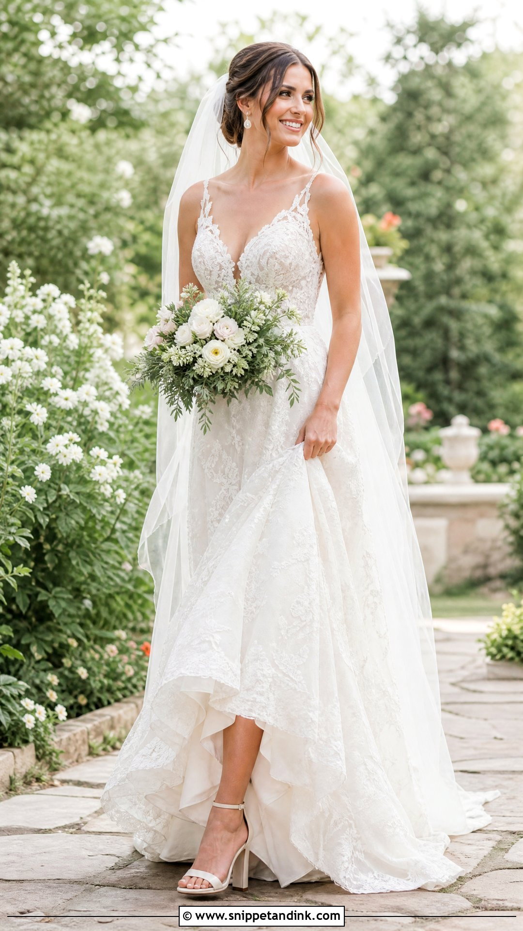 Lace Wedding Dress With Block Heels - Snippet and Ink - 25 Wedding Footwear Ideas