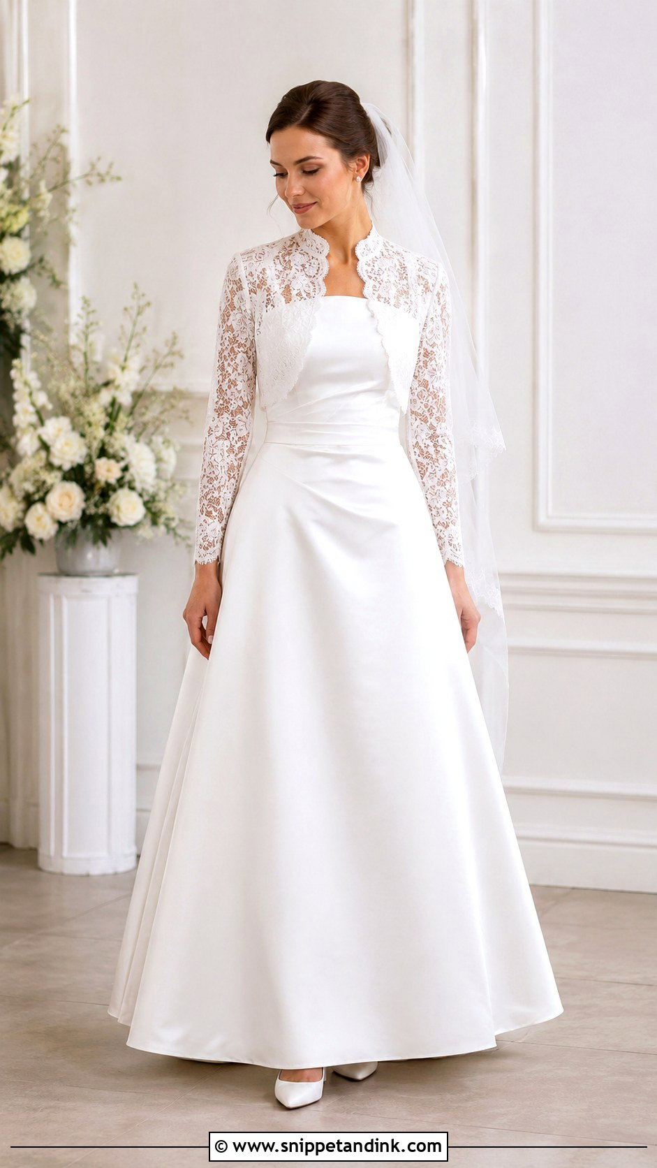 Lace Wedding Dress With Bolero - Snippet and Ink - 25 Modest Lace Wedding Dresses