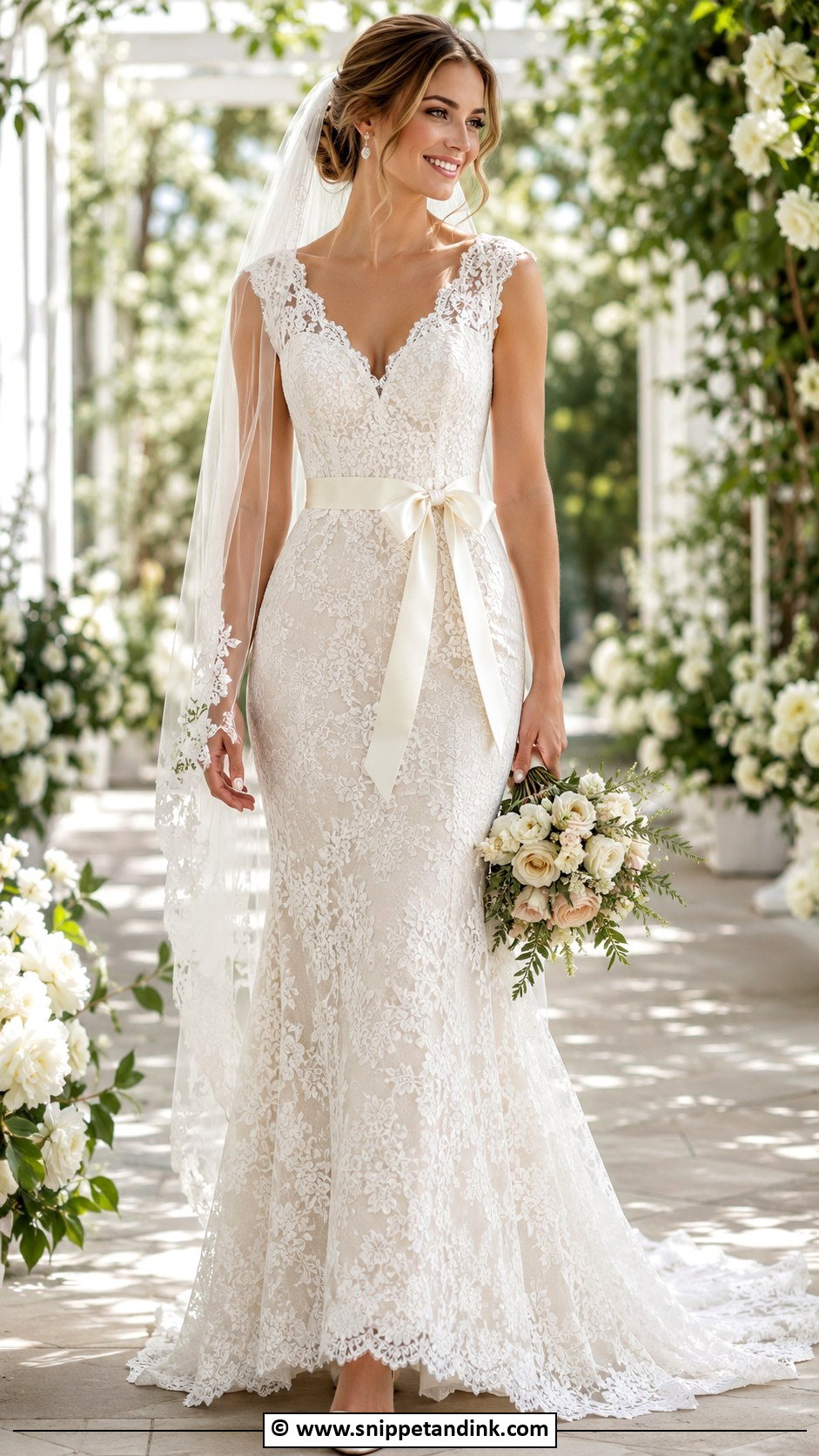 Lace Wedding Dress With Bow Belt - Snippet and Ink - 25 Wedding Dress with Bow Ideas