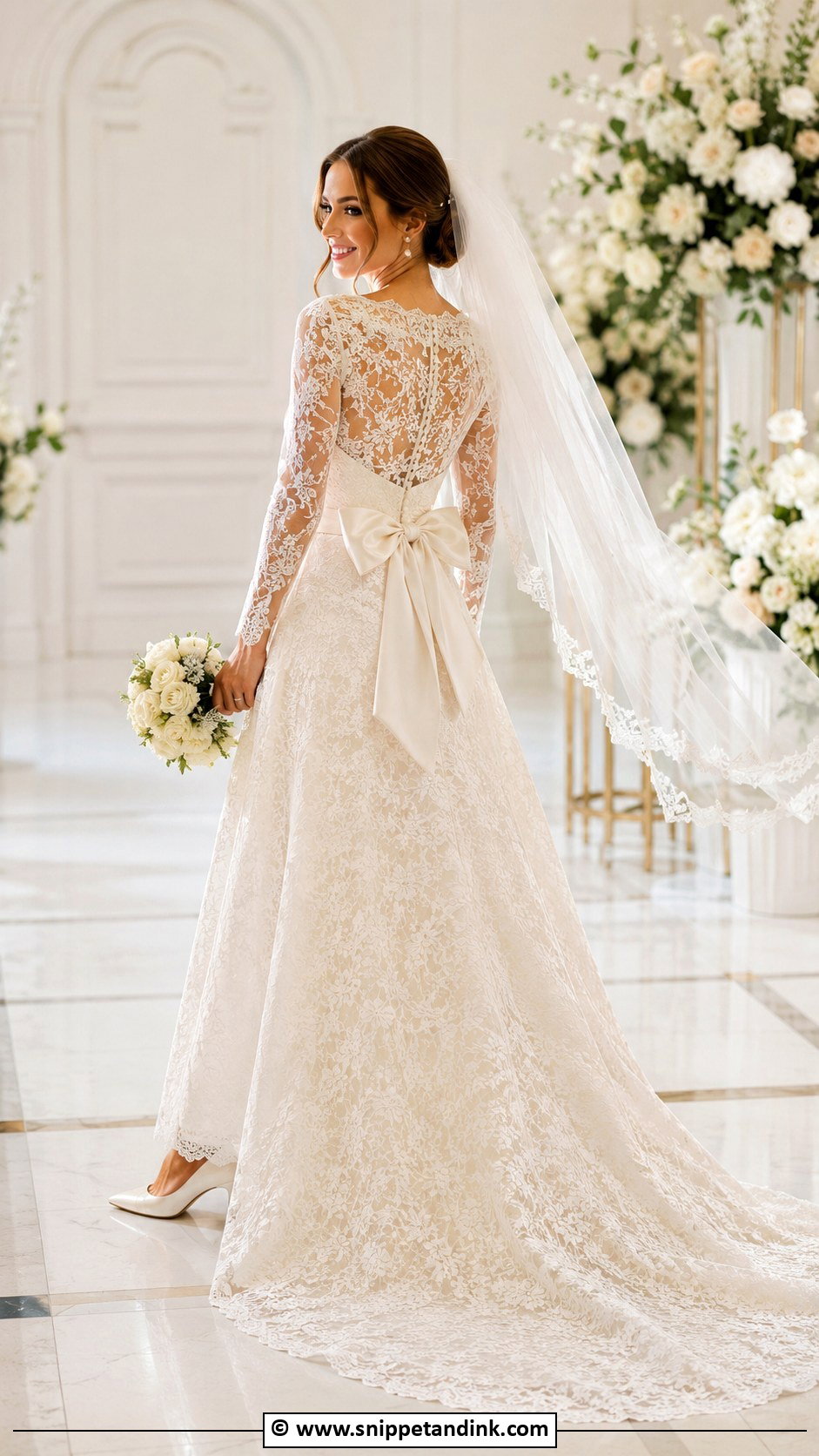 Lace Wedding Dress With Bow - Snippet and Ink - 25 Lacy Wedding Dresses