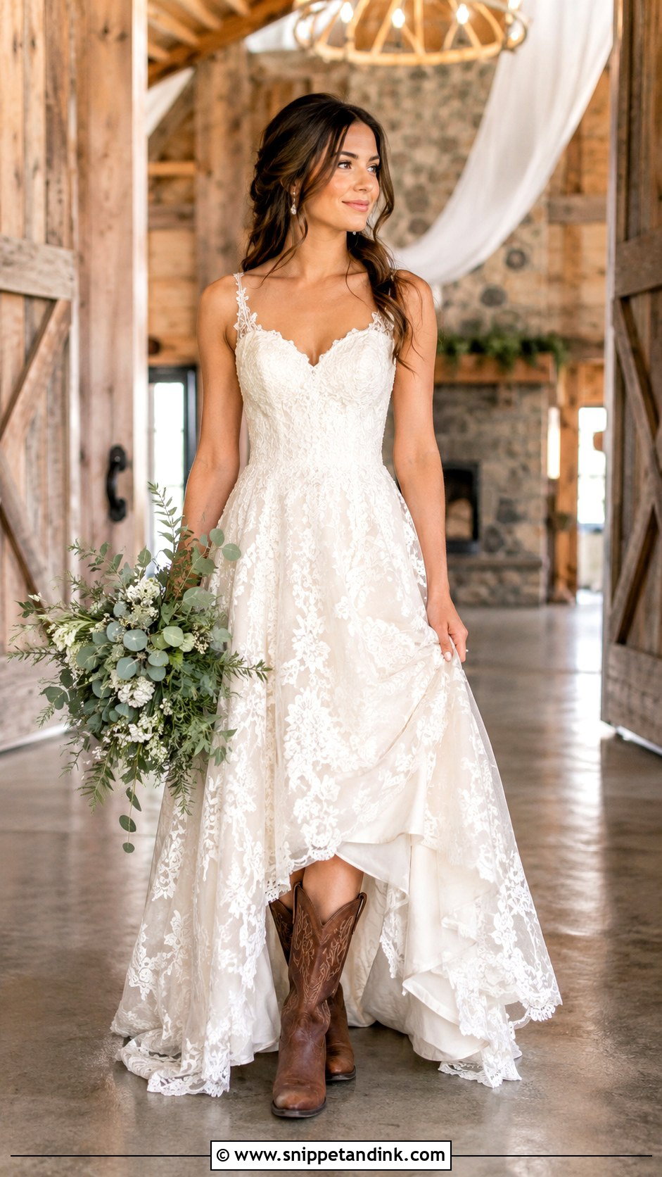 Lace Wedding Dress With Brown Cowboy Boots - Snippet and Ink - 25 Wedding Dress with Cowboy Boots Ideas