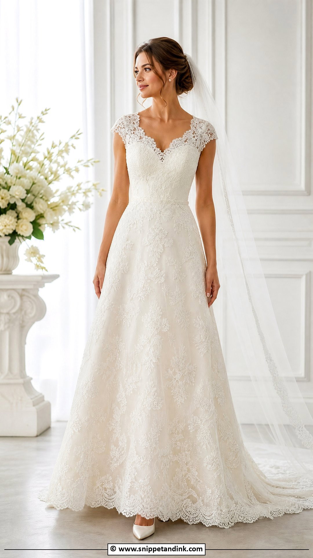 Lace Wedding Dress With Cap Sleeves - Snippet and Ink - 35 Lace Wedding Dresses