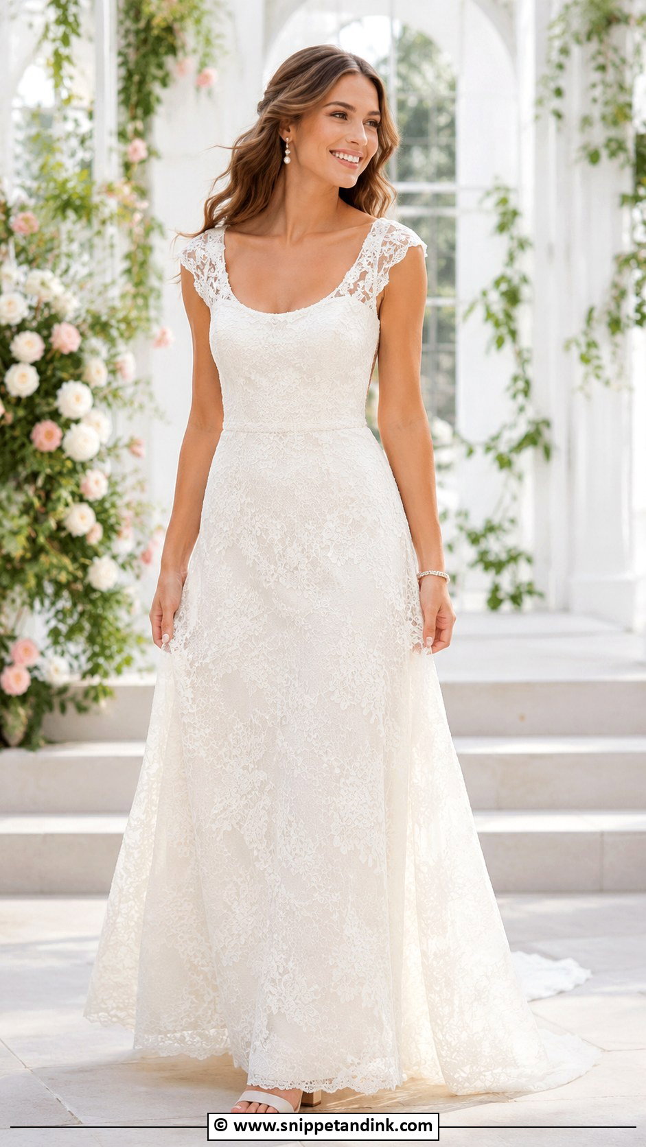 Lace Wedding Dress With Cap Sleeves - Snippet and Ink - 25 Lacy Wedding Dresses