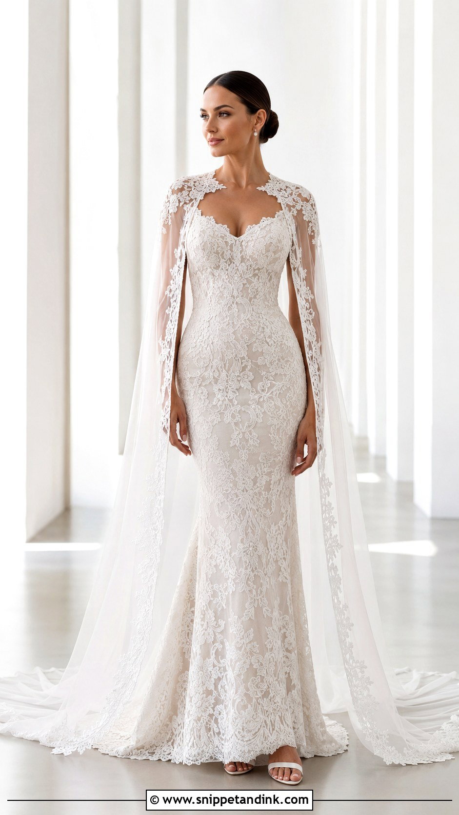 Lace Wedding Dress With Cape - Snippet and Ink - 30 Vintage Lace Wedding Dress Ideas
