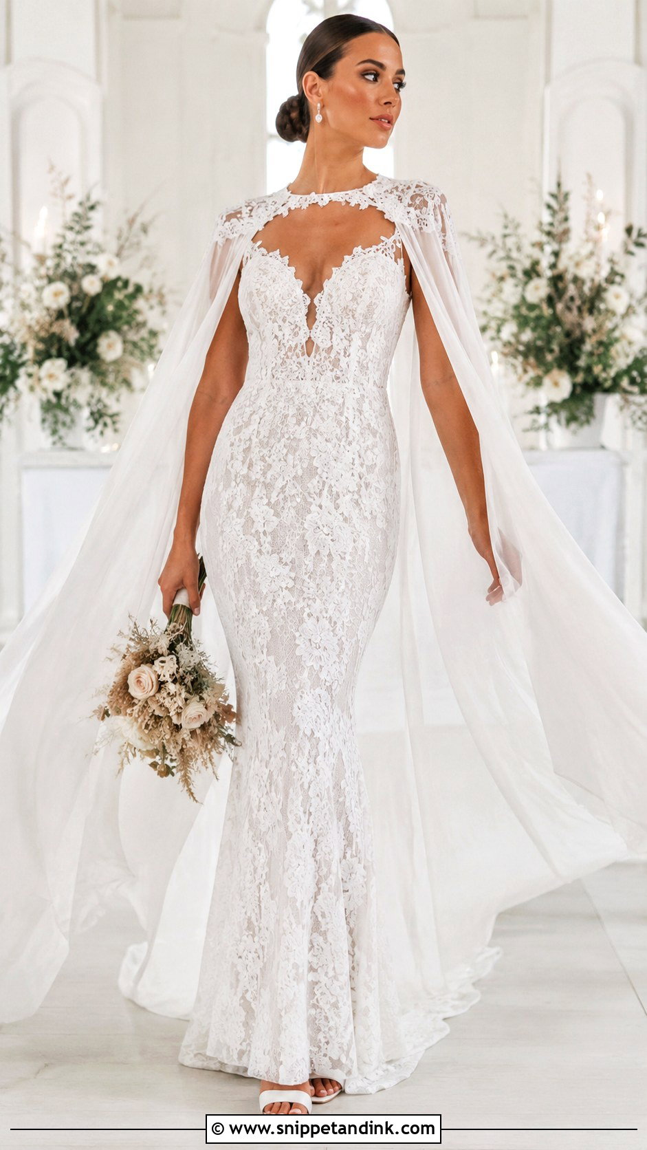 Lace Wedding Dress With Cape - Snippet and Ink - 25 Romantic Lace Wedding Dress Ideas