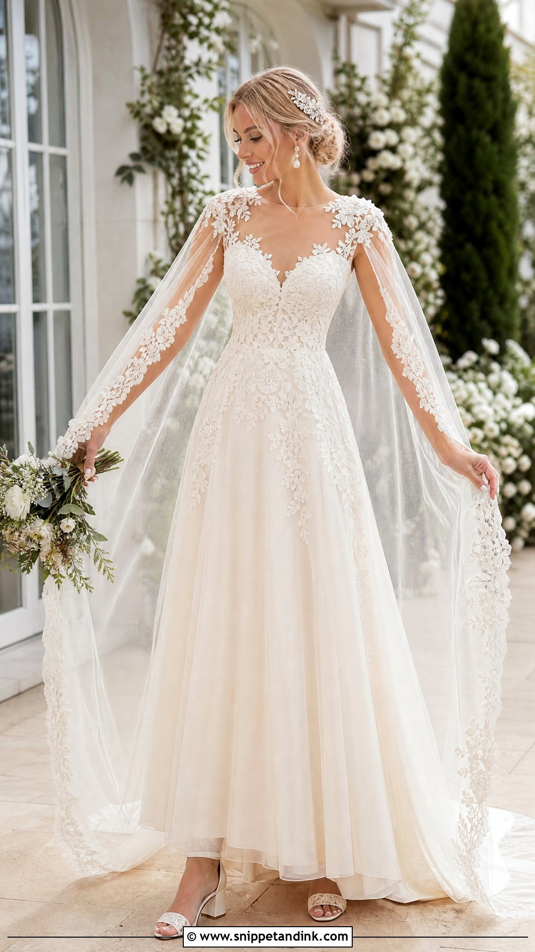 Lace Wedding Dress With Cape Wings - Snippet and Ink - 20 Wedding Dress with Wings Ideas