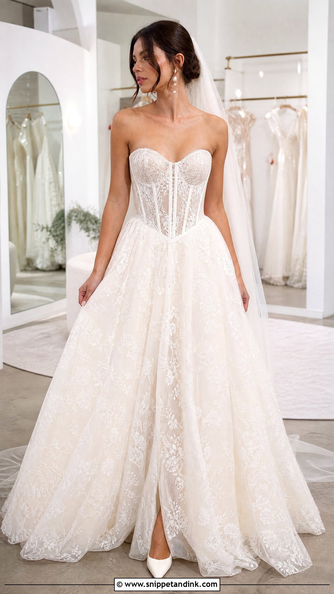 Lace Wedding Dress With Corset Bodice - Snippet and Ink - 20 Wedding Dresses with Lace
