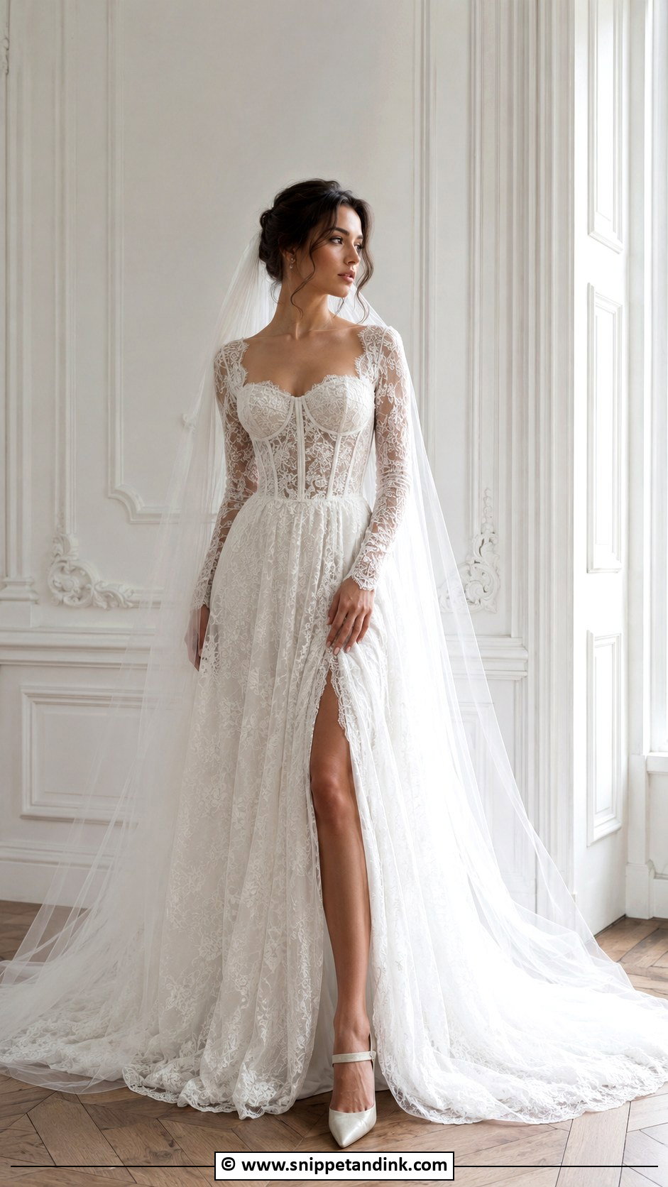 Lace Wedding Dress With Corset Bodice And Sleeves - Snippet and Ink - 30 Lace Wedding Dress with Sleeves