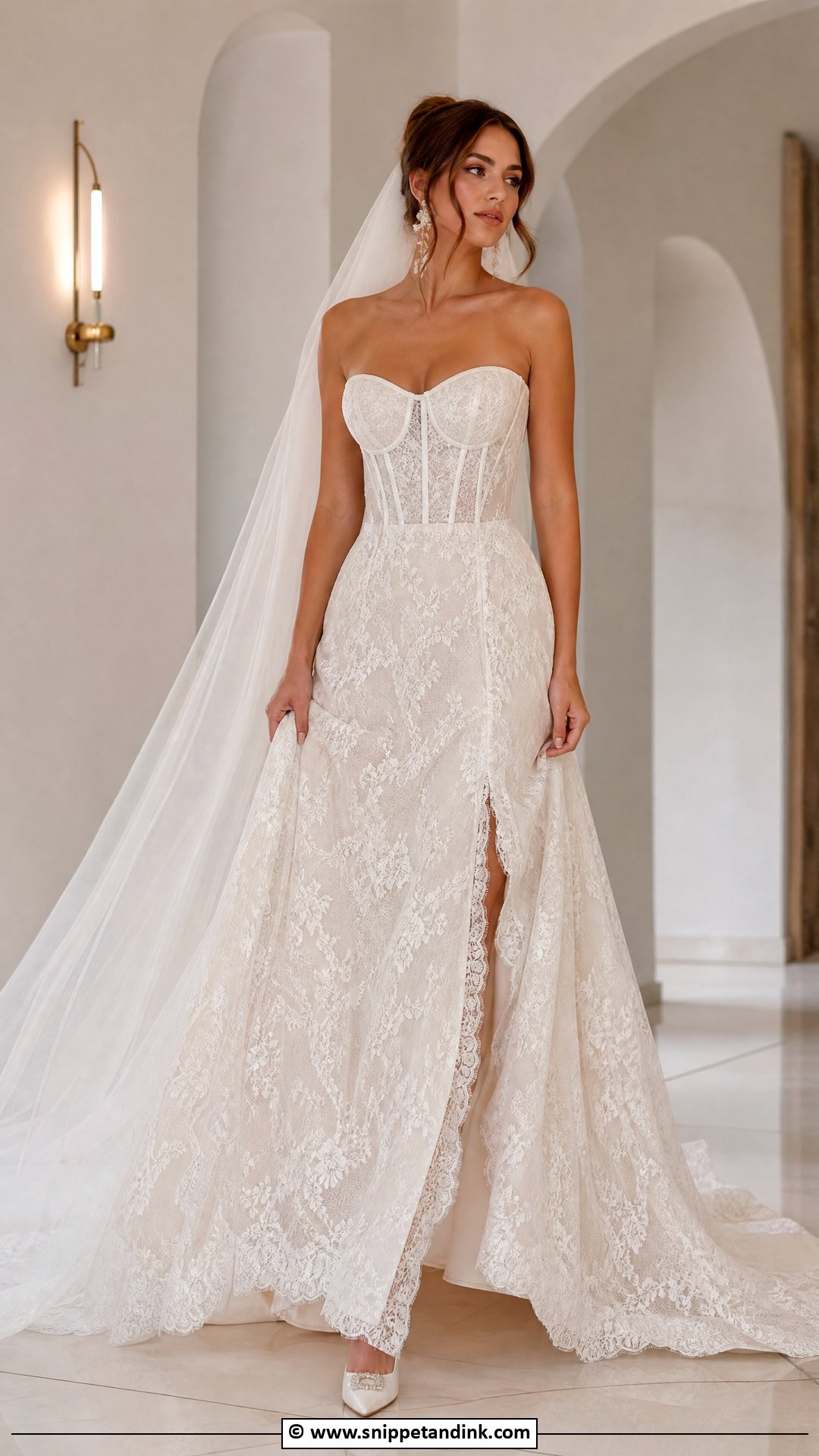 Lace Wedding Dress With Corset Bodice - Snippet and Ink - 35 Lace Wedding Dresses