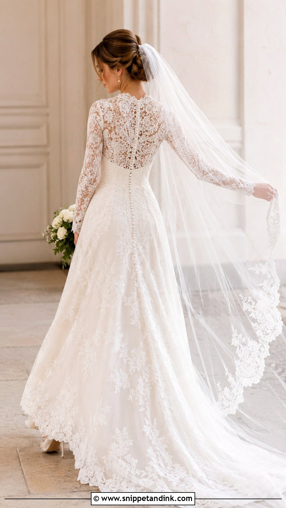 Lace Wedding Dress With Covered Back - Snippet and Ink - 25 Modest Lace Wedding Dresses