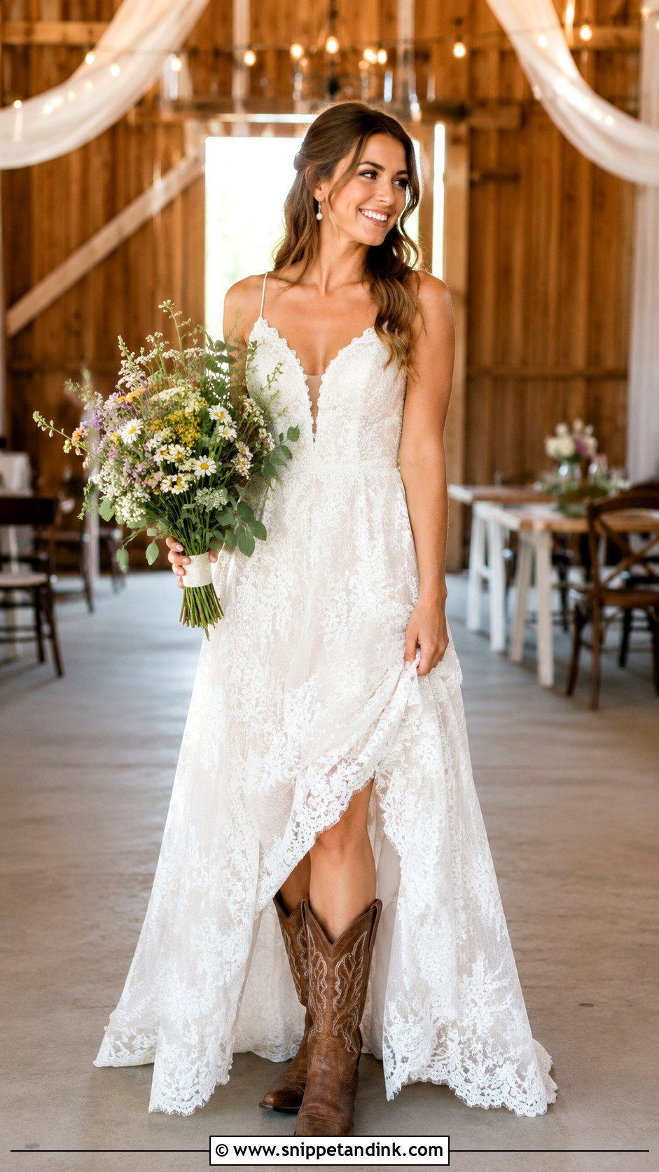Lace Wedding Dress With Cowboy Boots - Snippet and Ink - 25 Country Wedding Dresses with Boots