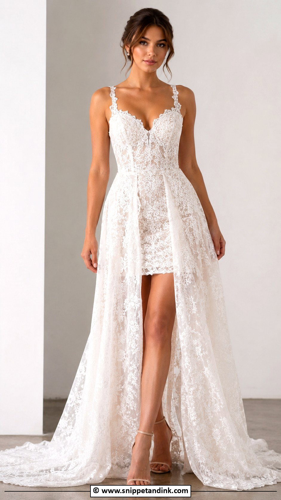 Lace Wedding Dress With Detachable Lining - Snippet and Ink - 30 2 in 1 Wedding Dress Ideas