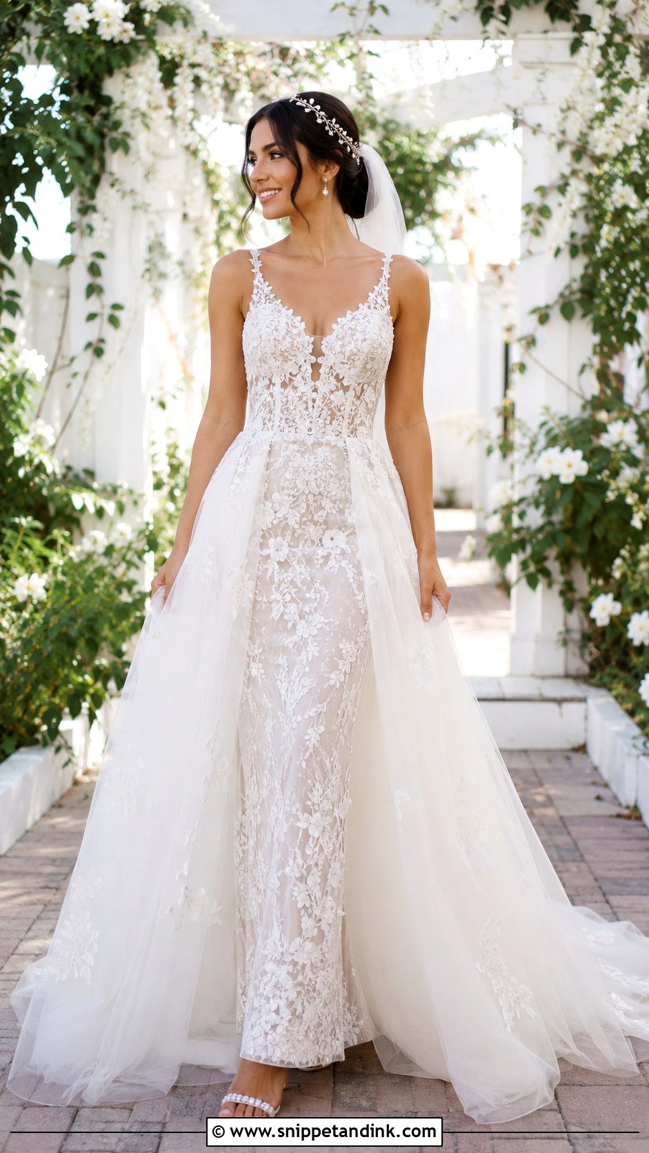 Lace Wedding Dress With Detachable Organza Skirt - Snippet and Ink - 20 Wedding Dresses with Detachable Skirt