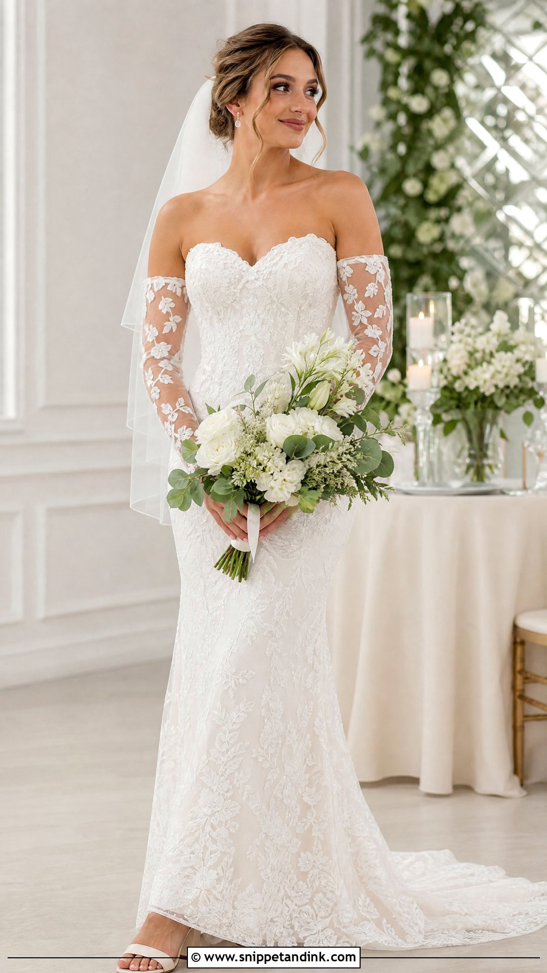 Lace Wedding Dress With Detachable Sleeves - Snippet and Ink - 20 Wedding Lace Styles