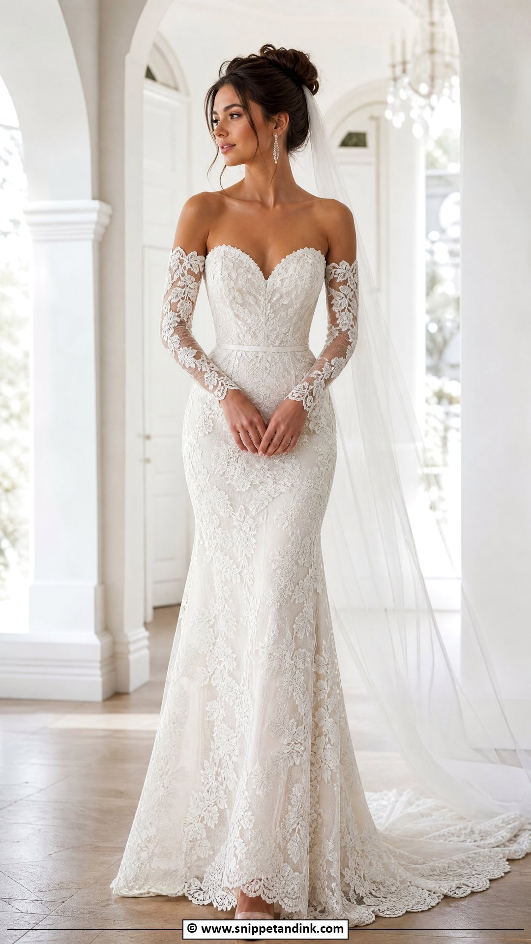 Lace Wedding Dress With Detachable Sleeves - Snippet and Ink - 35 Lace Wedding Dresses