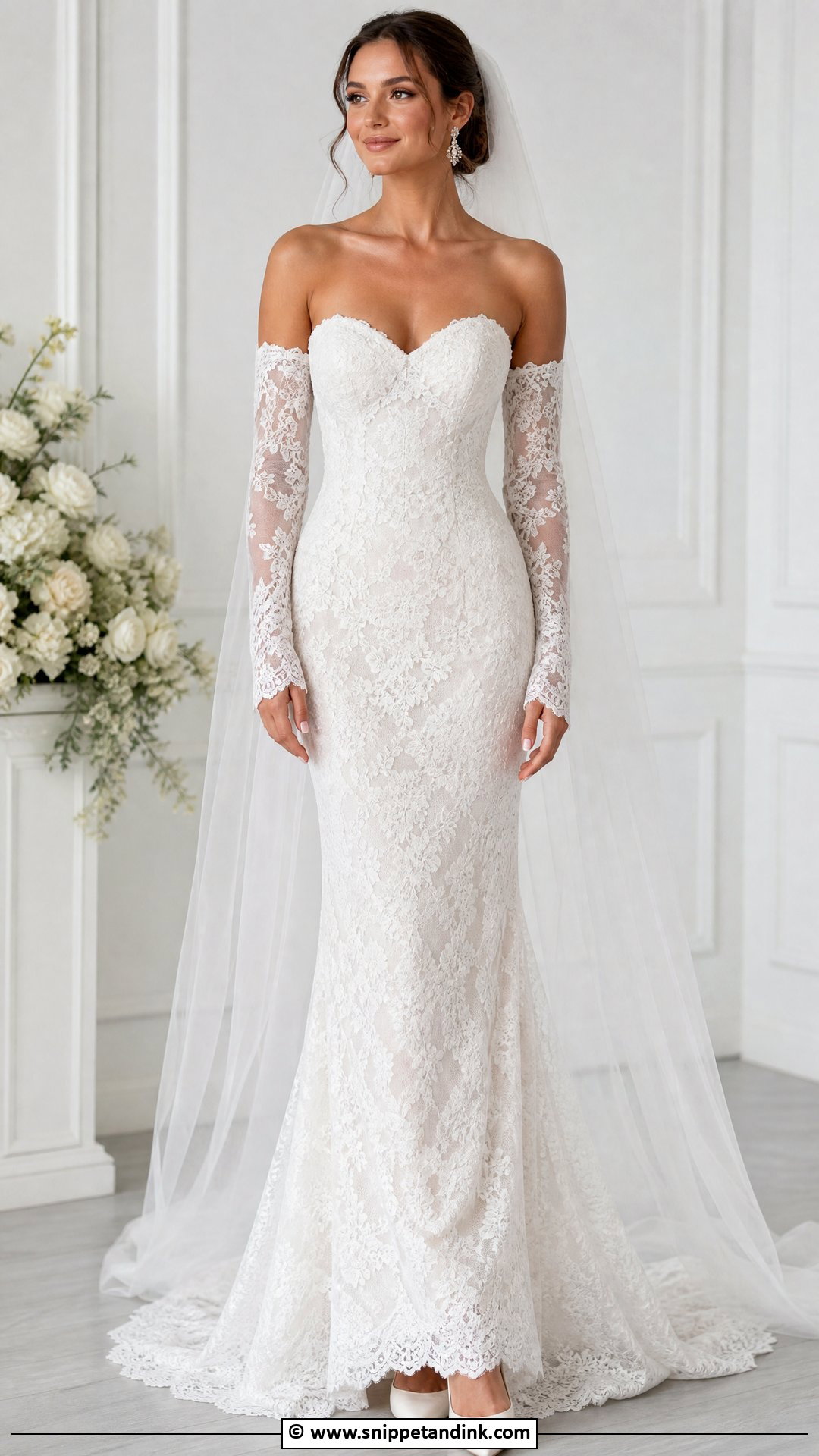 Lace Wedding Dress With Detachable Sleeves - Snippet and Ink - 35 Lace Wedding Dress Ideas