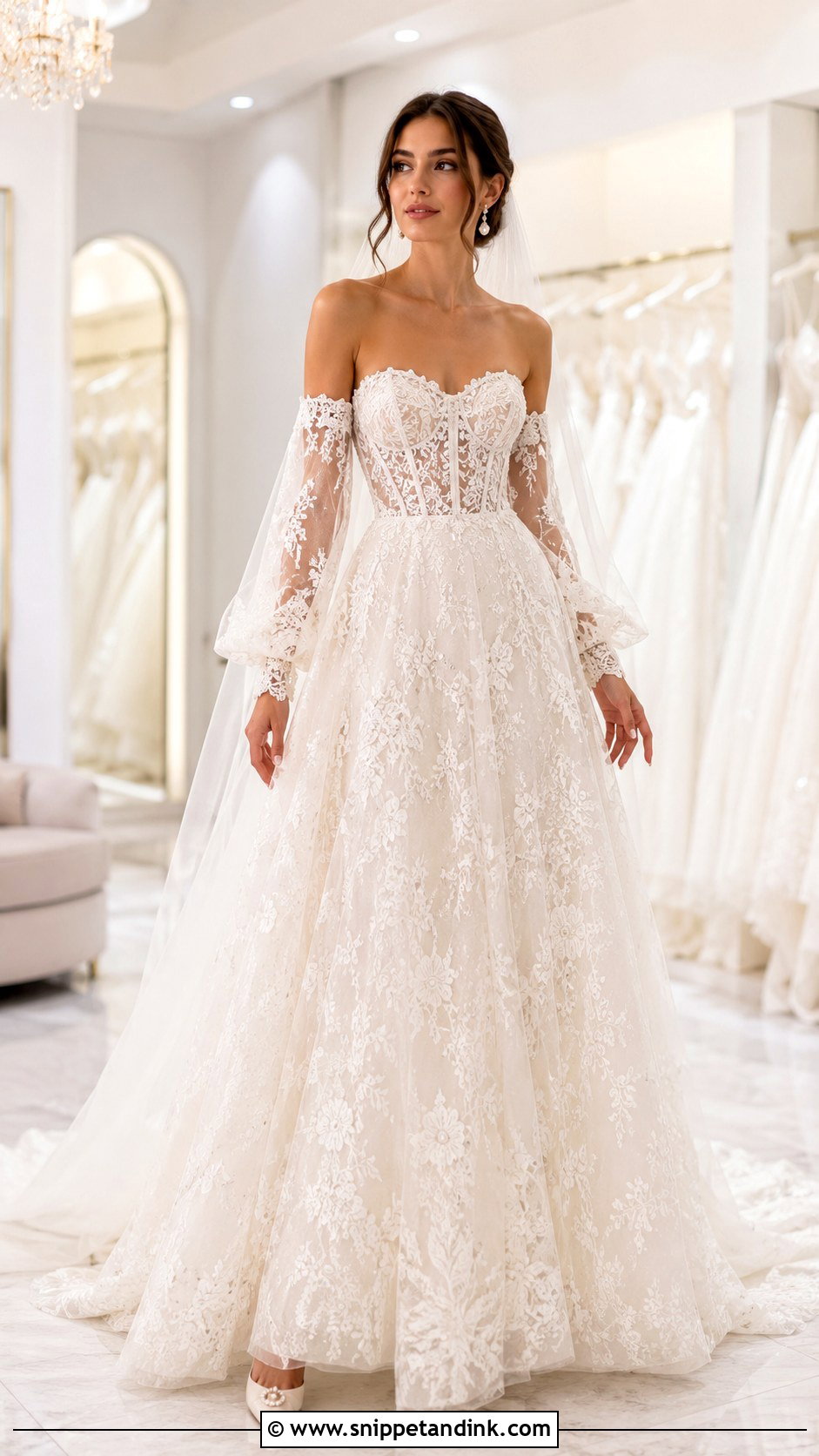 Lace Wedding Dress With Detachable Sleeves - Snippet and Ink - 30 Vintage Lace Wedding Dress Ideas
