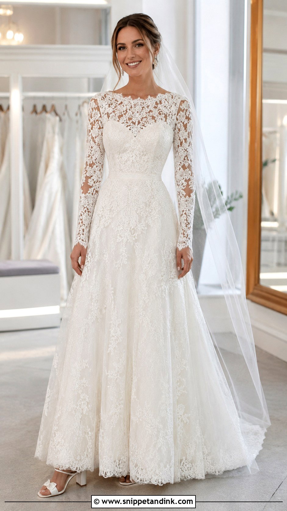 Lace Wedding Dress With Detachable Sleeves - Snippet and Ink - 25 Modest Lace Wedding Dresses
