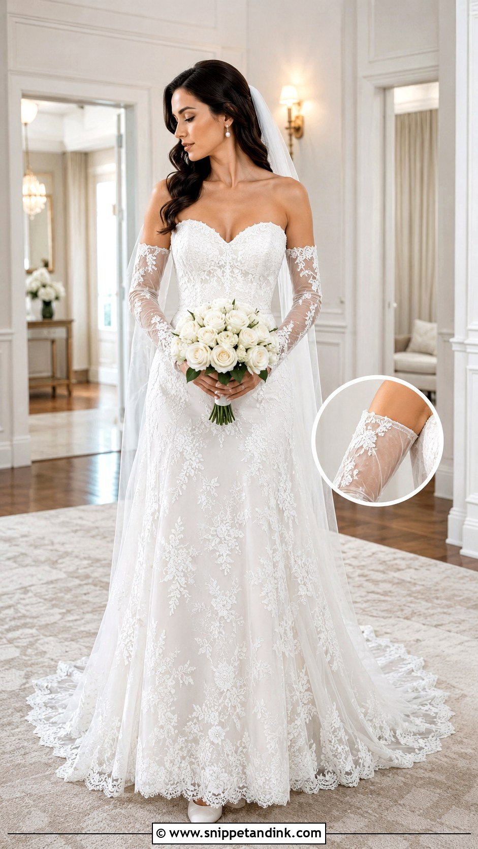 Lace Wedding Dress With Detachable Sleeves - Snippet and Ink - 20 Lacey Wedding Dress Ideas