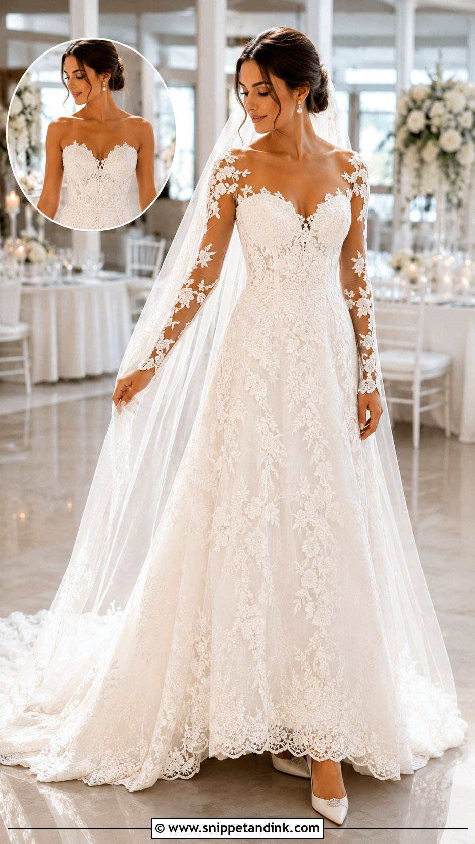 Lace Wedding Dress With Detachable Sleeves - Snippet and Ink - 20 Lacy Wedding Dresses with Sleeves