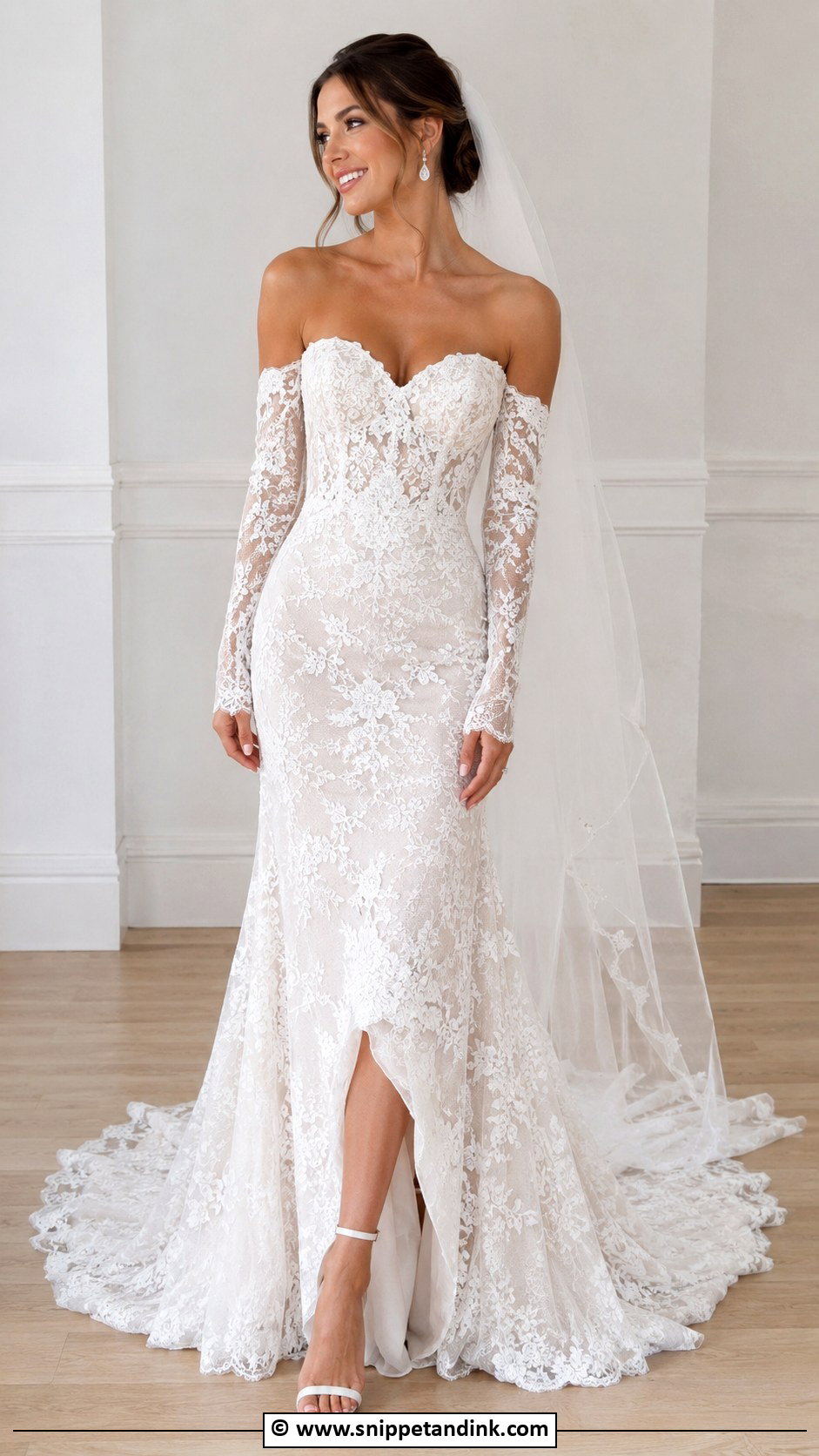 Lace Wedding Dress With Detachable Sleeves - Snippet and Ink - 25 Lacy Wedding Dresses