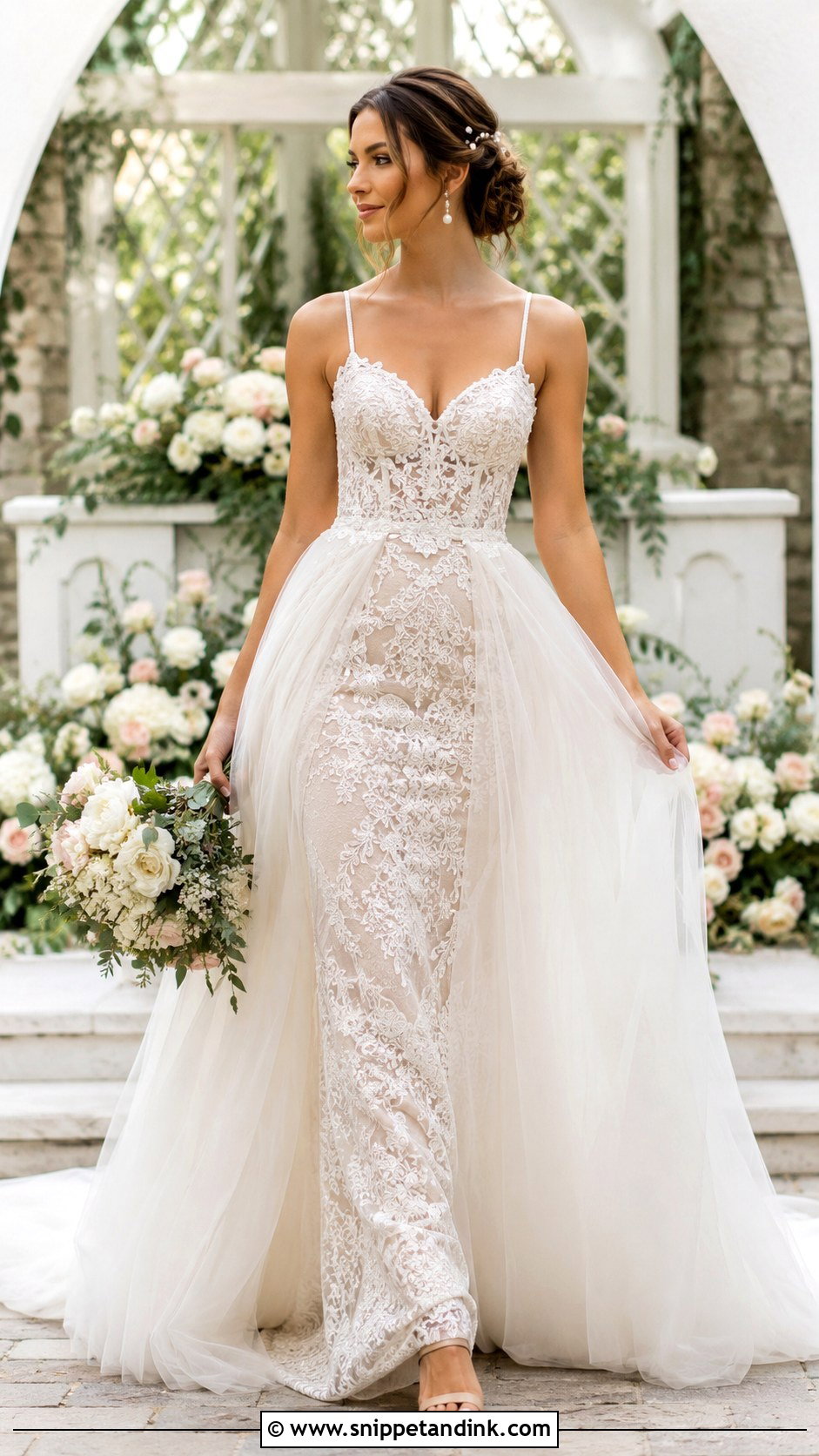 Lace Wedding Dress With Detachable Tulle Skirt - Snippet and Ink - 25 2 in 1 Convertible Wedding Dresses