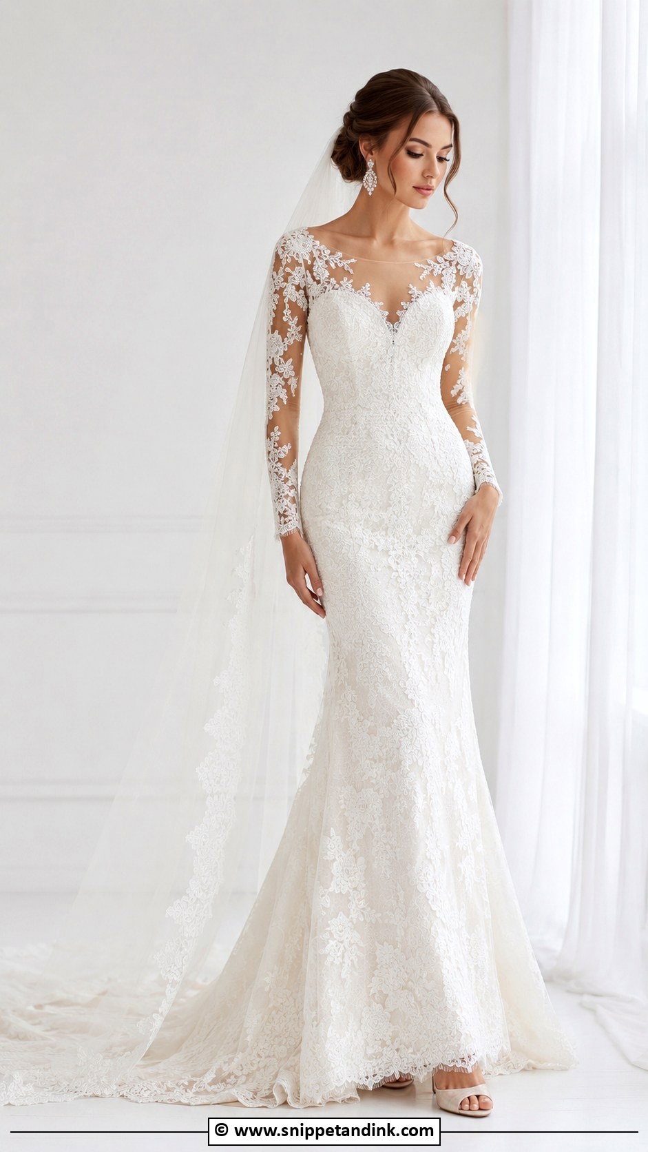 Lace Wedding Dress With Illusion Sleeves - Snippet and Ink - 30 Lace Wedding Dress with Sleeves