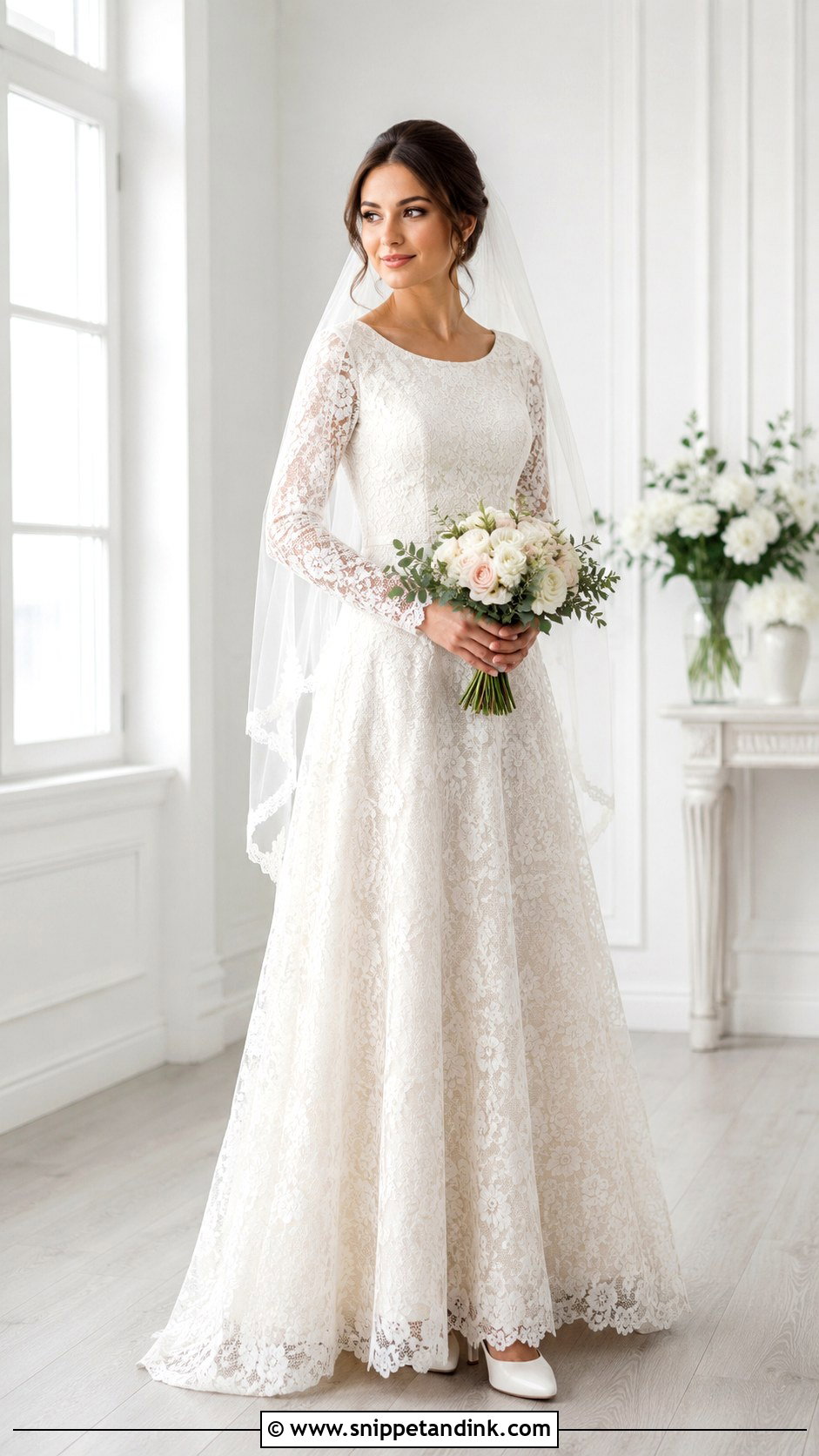 Lace Wedding Dress With Lined Bodice - Snippet and Ink - 25 Modest Lace Wedding Dresses