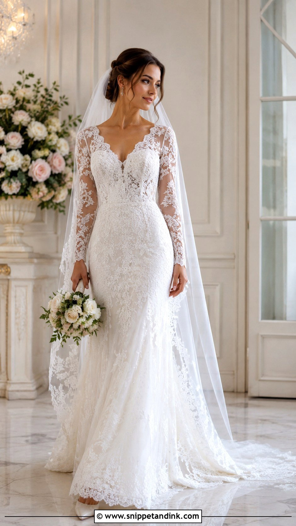 Lace Wedding Dress With Long Sleeves - Snippet and Ink - 25 Hourglass Wedding Dress Ideas