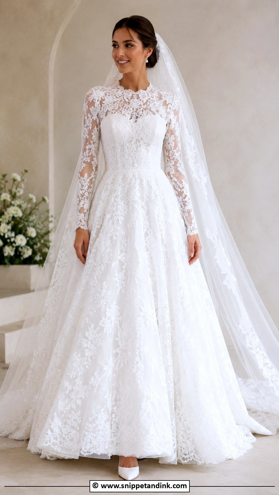 Lace Wedding Dress With Long Sleeves - Snippet and Ink - 30 Extravagant Wedding Dresses
