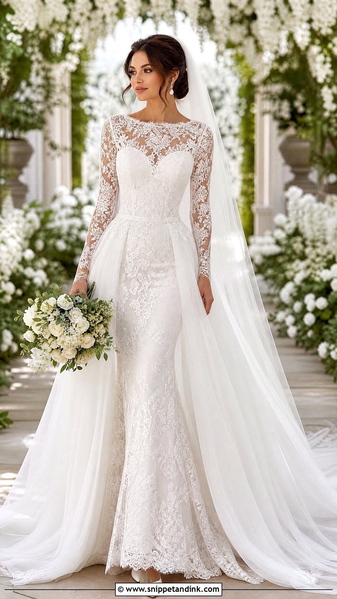 Lace Wedding Dress With Overskirt - Snippet and Ink - 20 Haley Bieber Wedding Dress Ideas