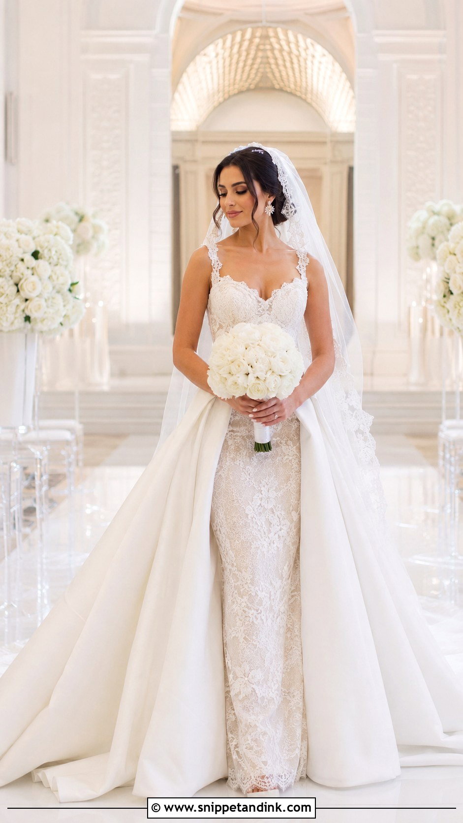 Lace Wedding Dress With Overskirt - Snippet and Ink - 20 Lacey Wedding Dress Ideas