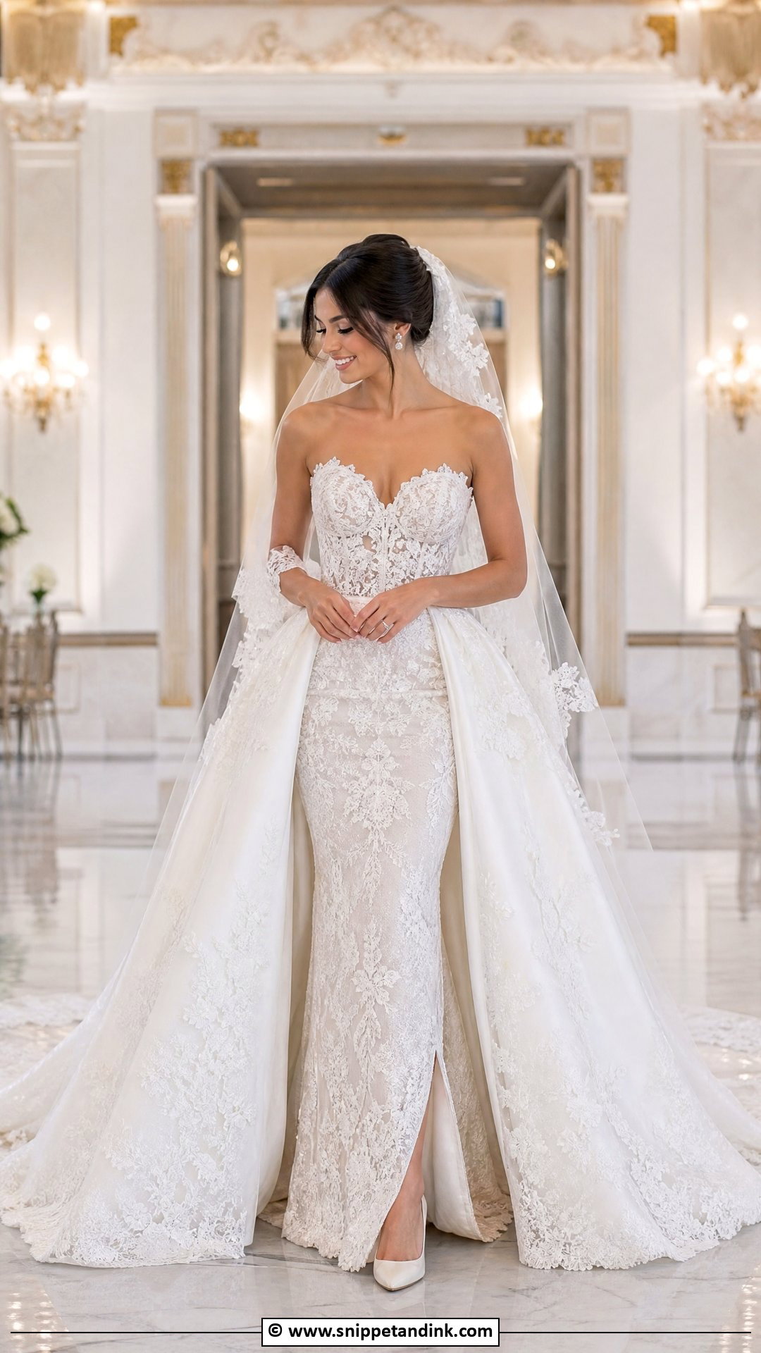 Lace Wedding Dress With Overskirt - Snippet and Ink - 35 Lace Wedding Dress Ideas