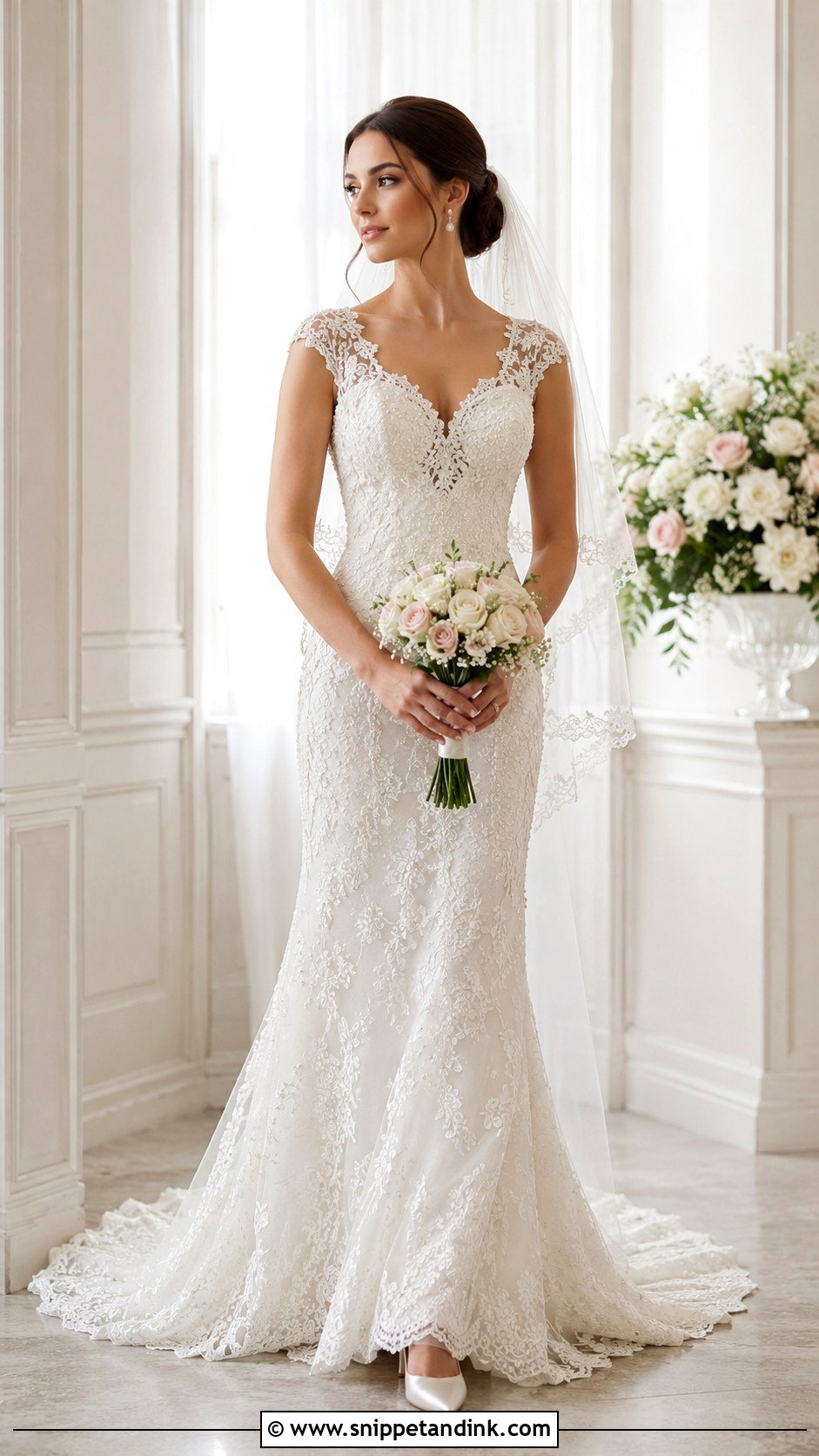 Lace Wedding Dress With Pearl Details - Snippet and Ink - 25 Elegant Lace Wedding Dress Ideas