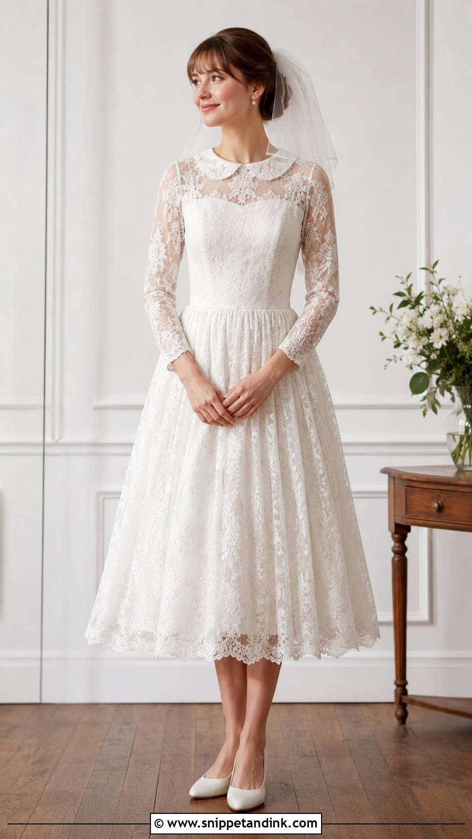 Lace Wedding Dress With Peter Pan Collar - Snippet and Ink - 30 Vintage Lace Wedding Dress Ideas