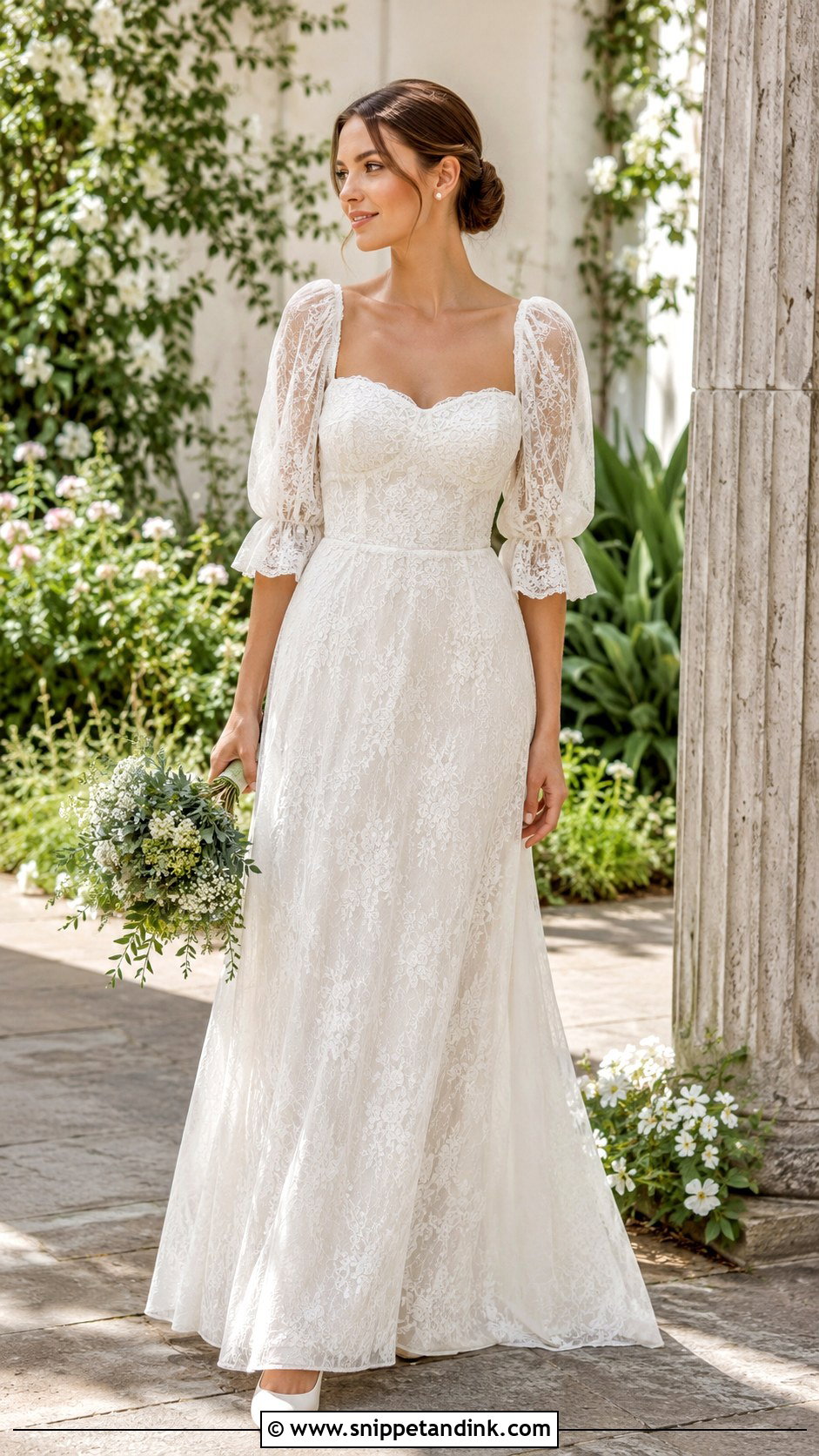 Lace Wedding Dress With Puff Sleeves - Snippet and Ink - 30 Vintage Lace Wedding Dress Ideas