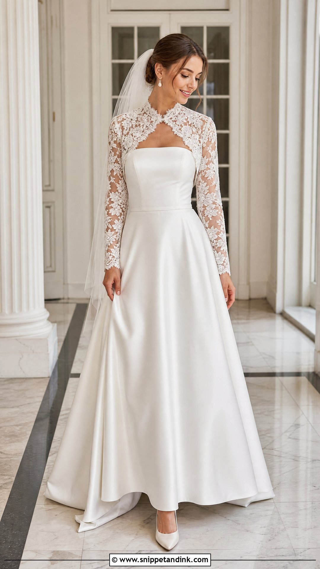 Lace Wedding Dress With Removable Bolero - Snippet and Ink - 20 Two in One Convertible Wedding Dress Ideas