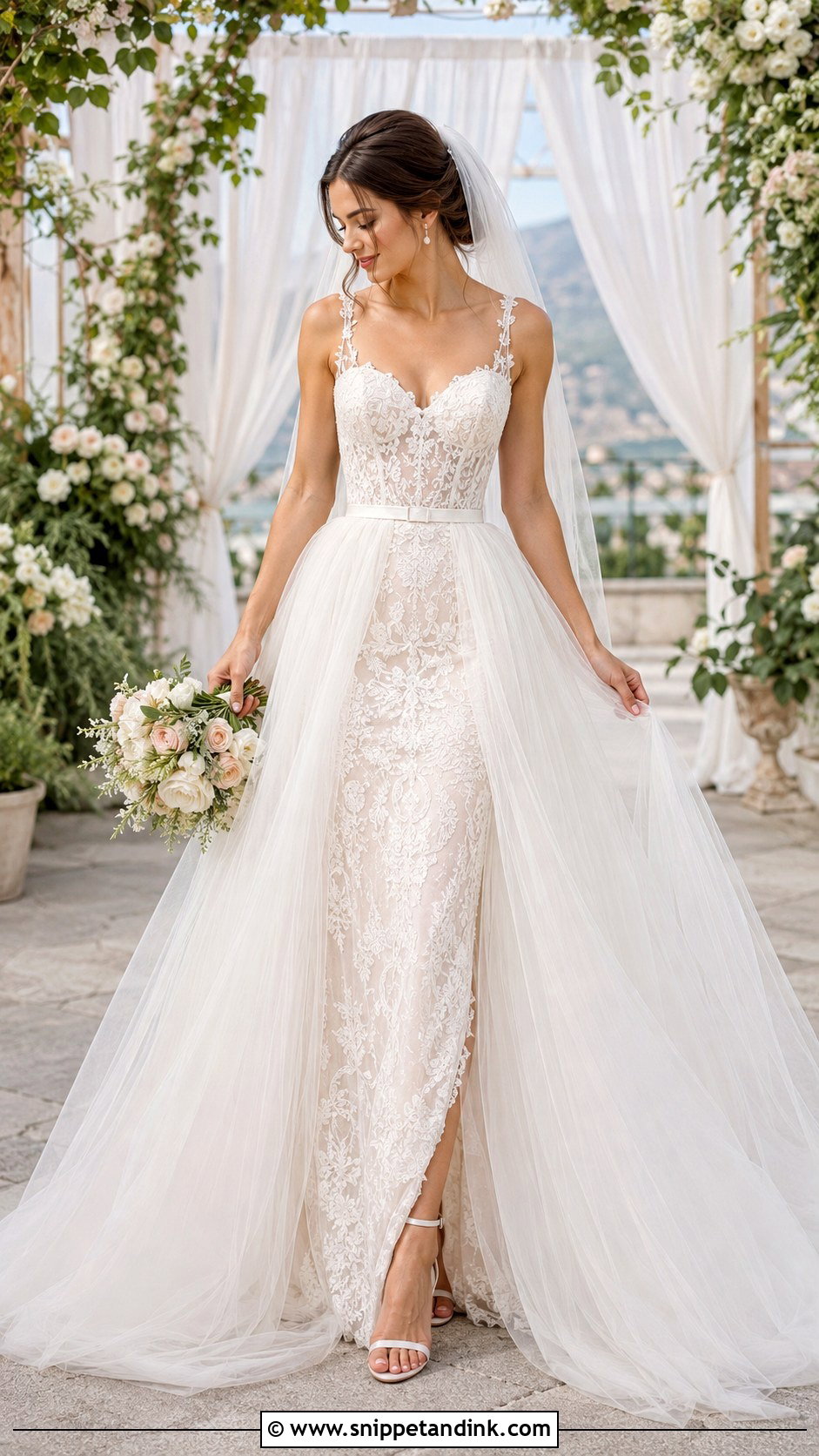 Lace Wedding Dress With Removable Tulle Skirt - Snippet and Ink - 25 Two in One Wedding Dress Ideas